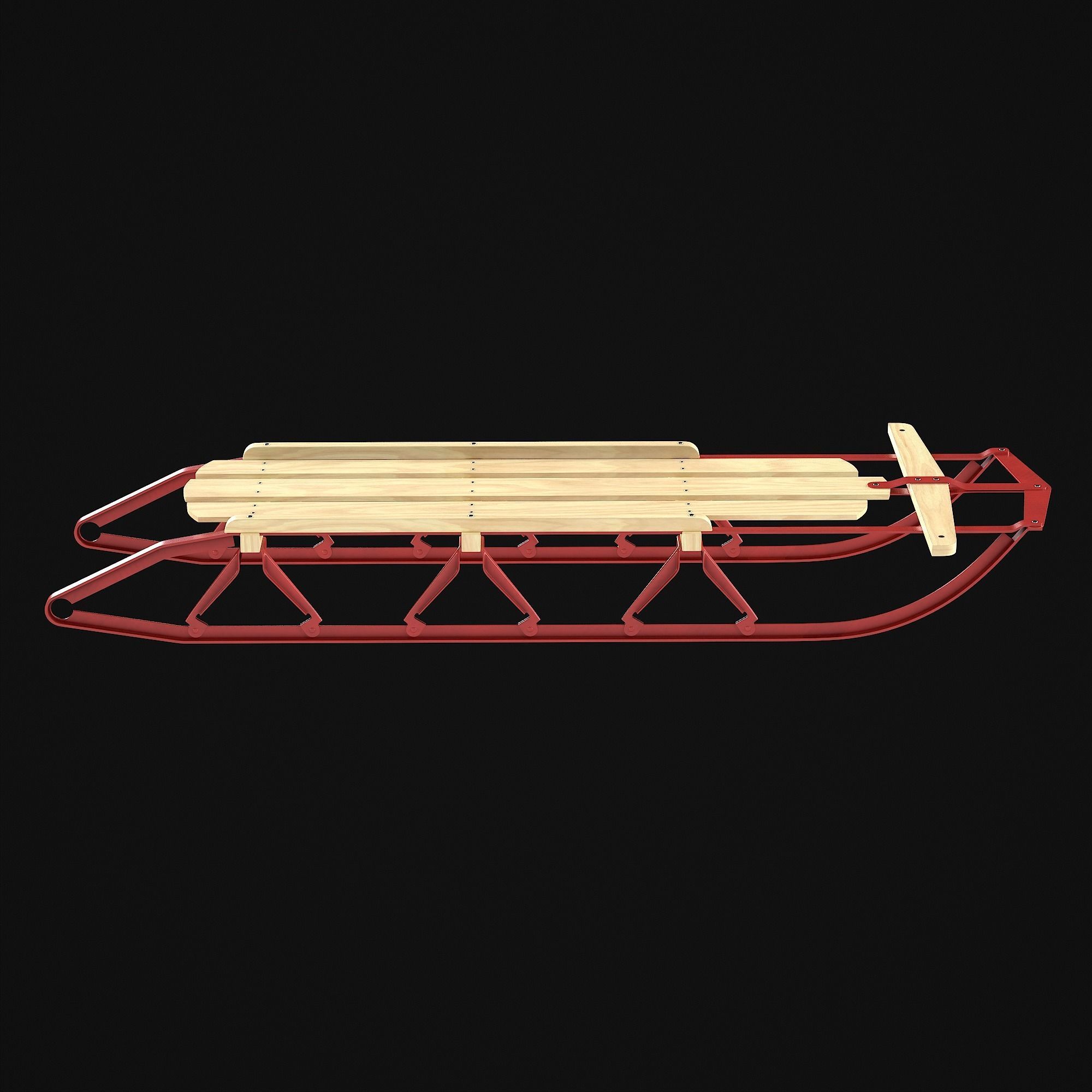 Wooden snow sled 3D model_22