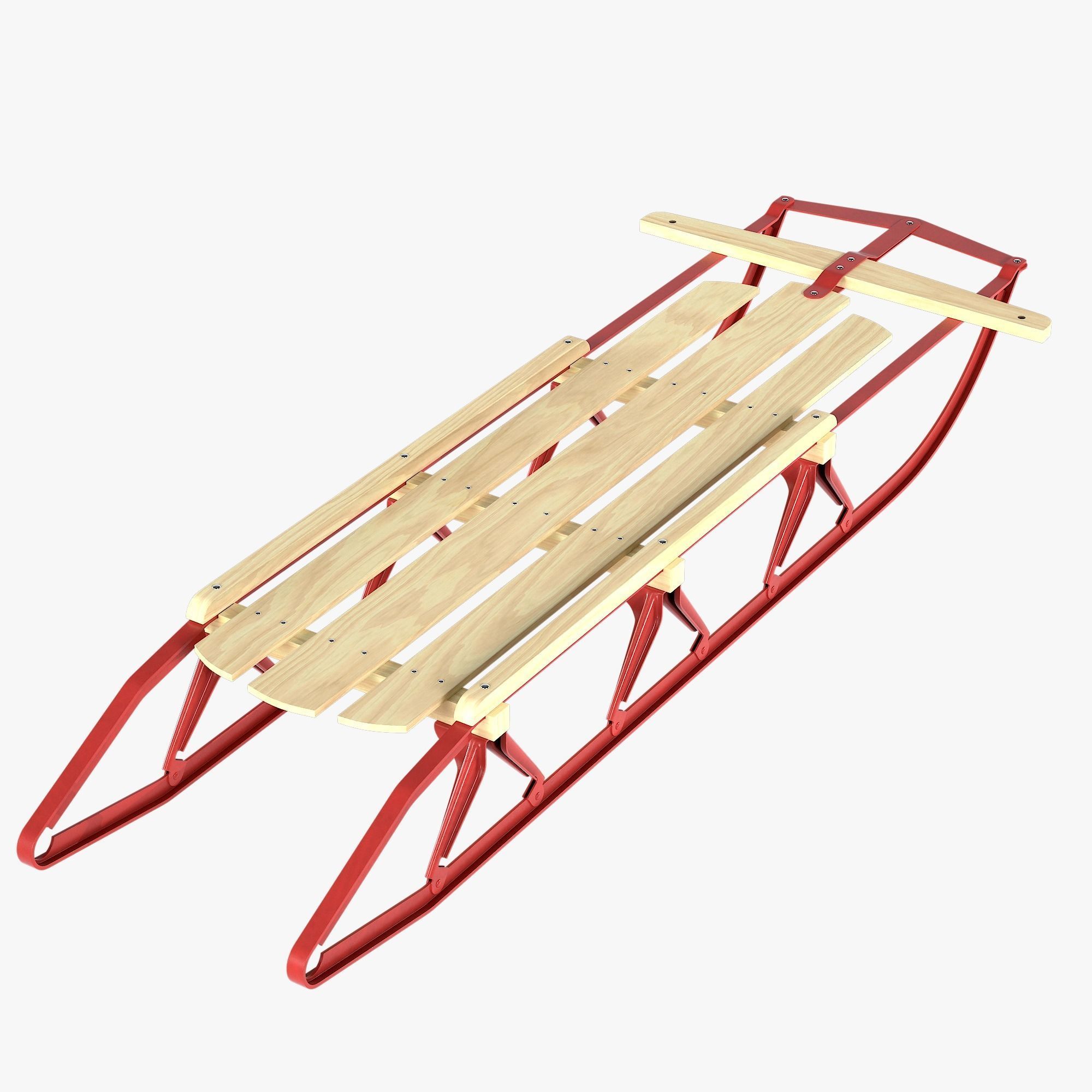 Wooden snow sled 3D model_1