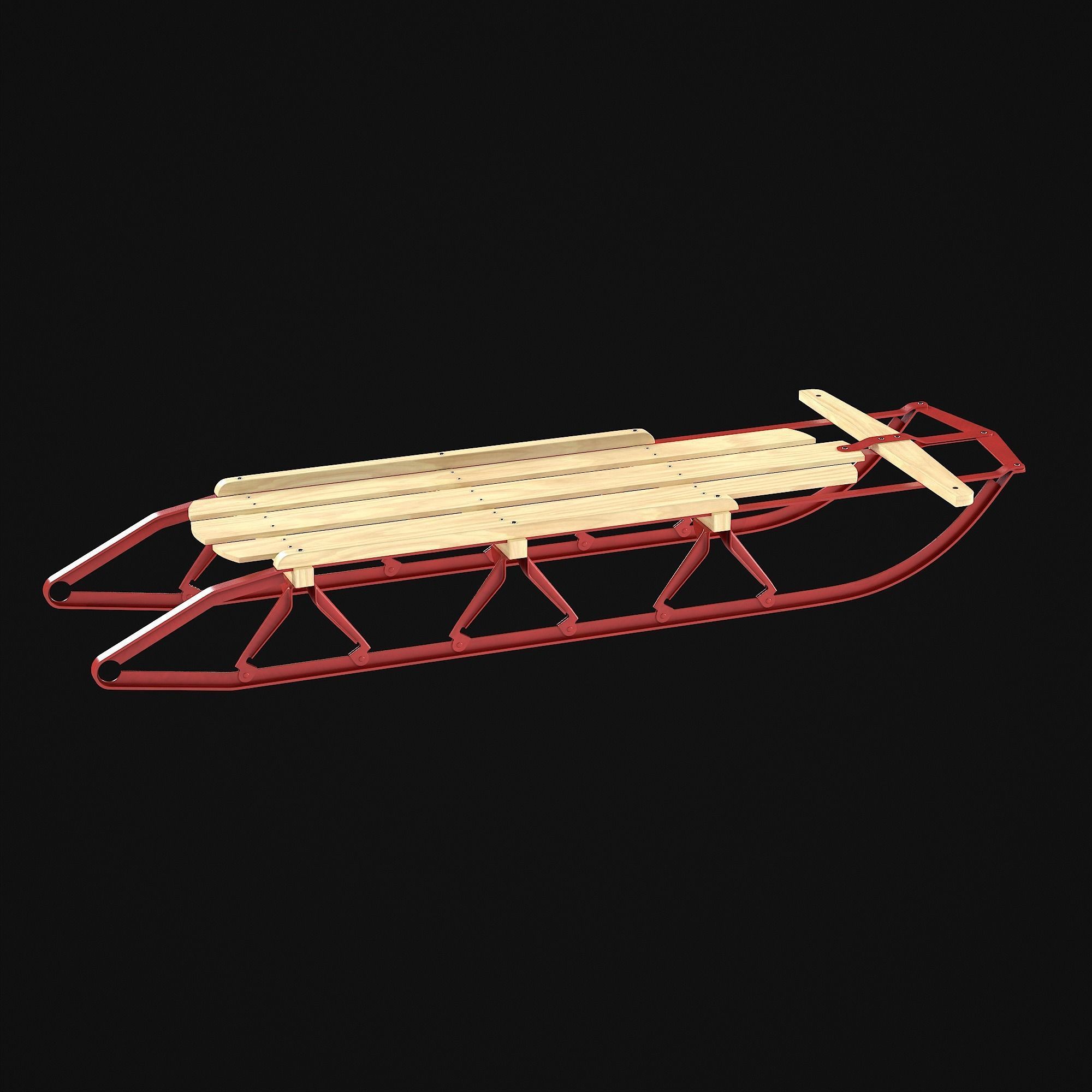Wooden snow sled 3D model_24