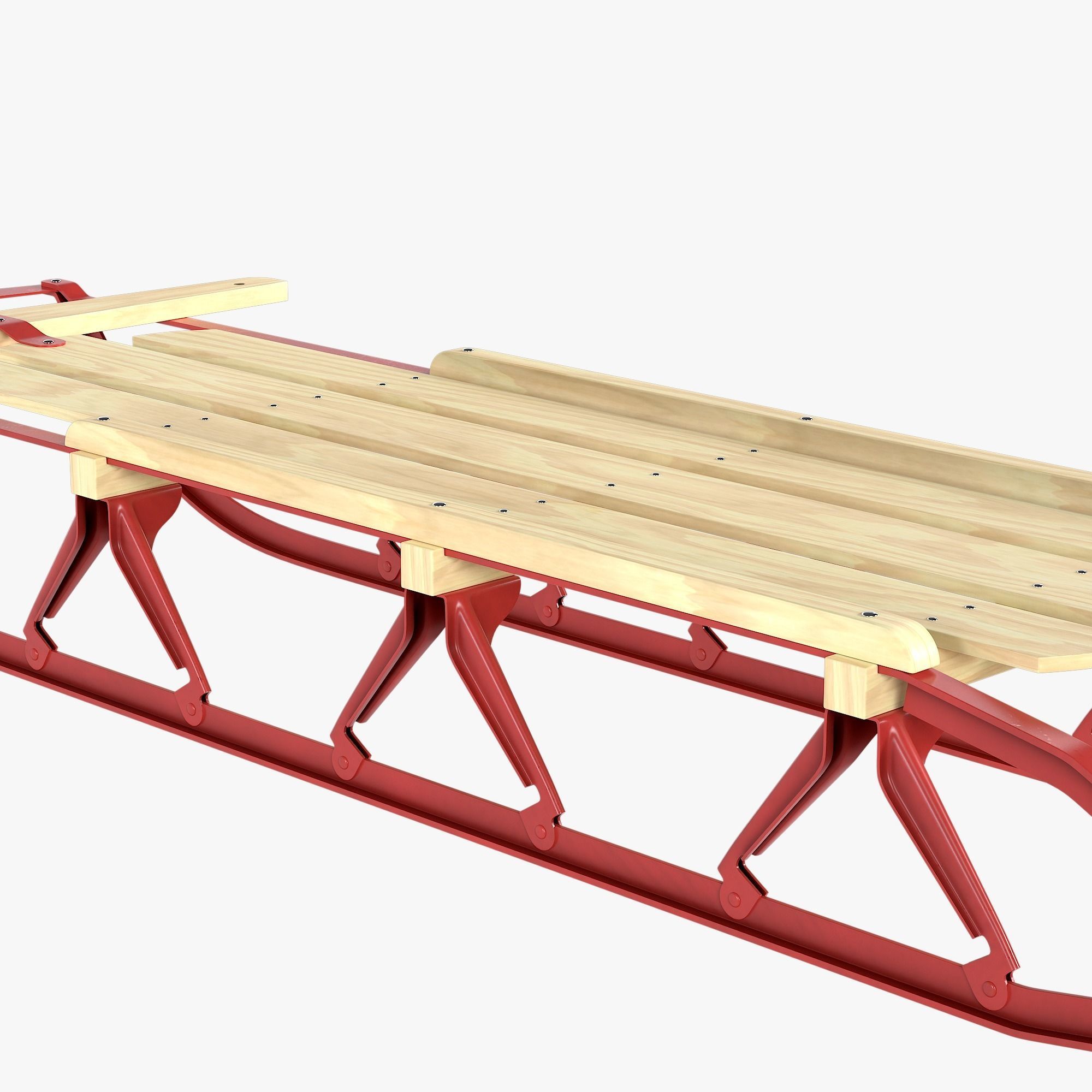 Wooden snow sled 3D model_5