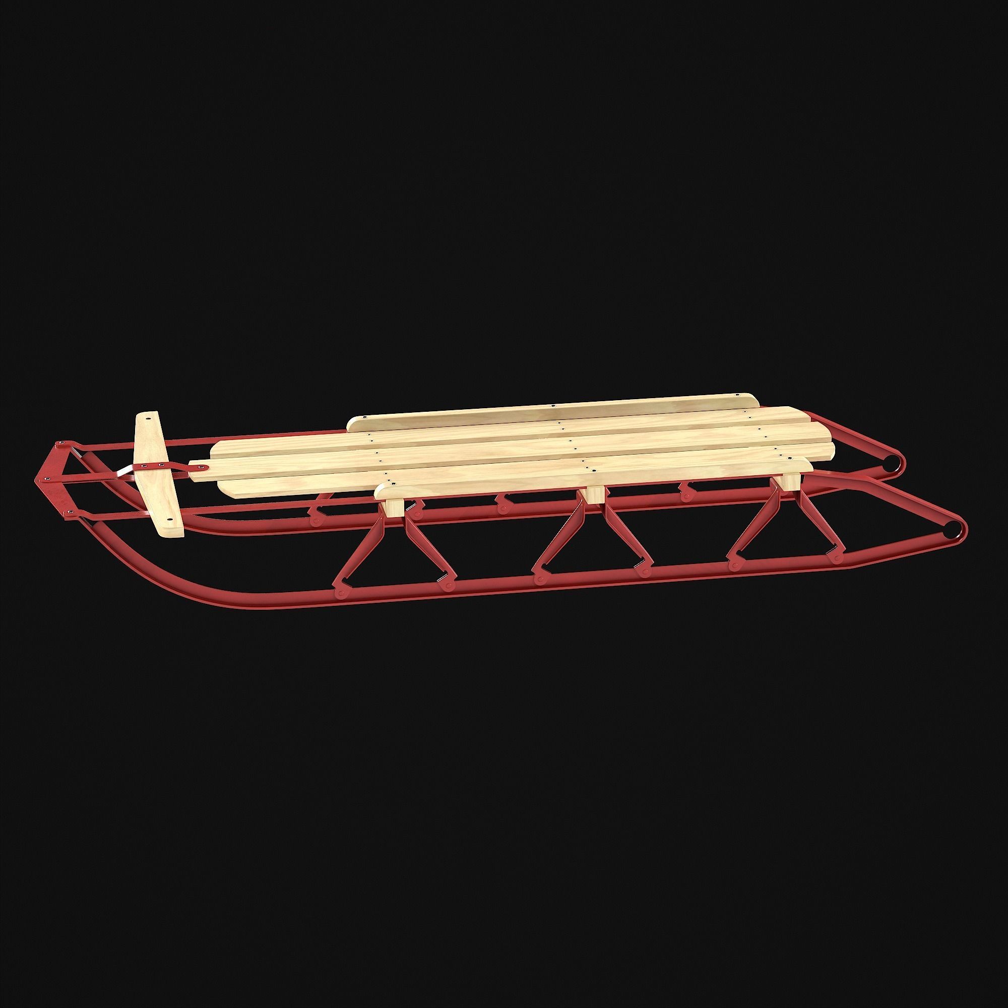 Wooden snow sled 3D model_41