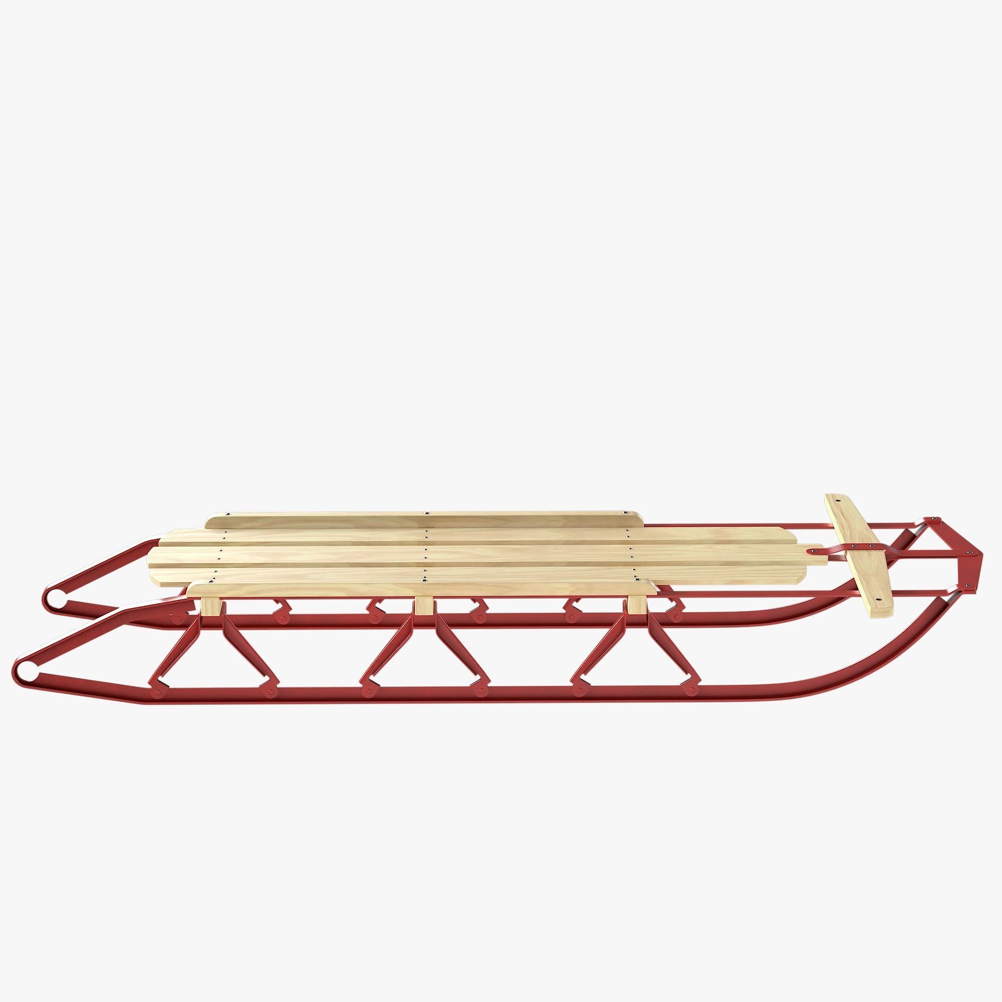 Wooden snow sled 3D model_6