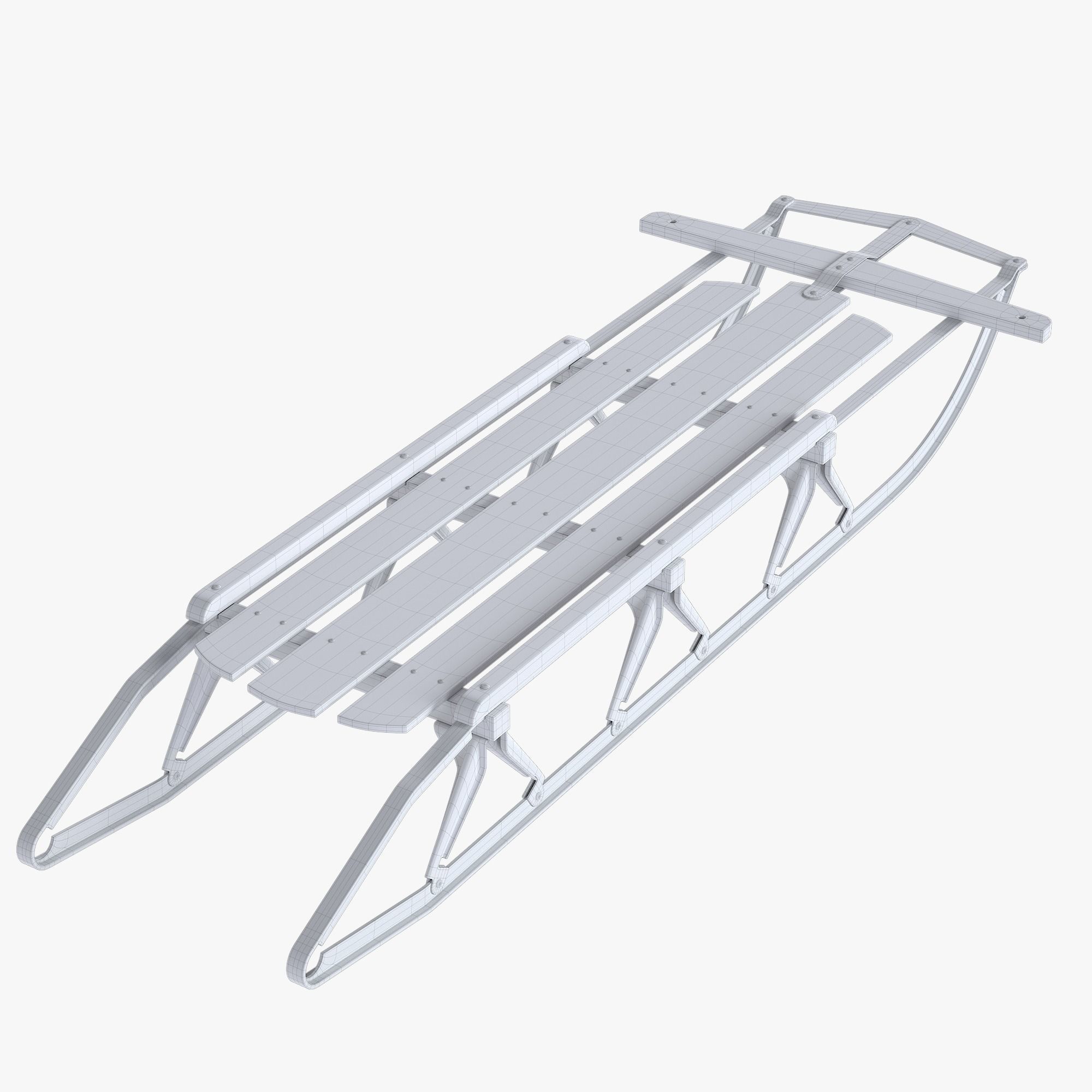 Wooden snow sled 3D model_8