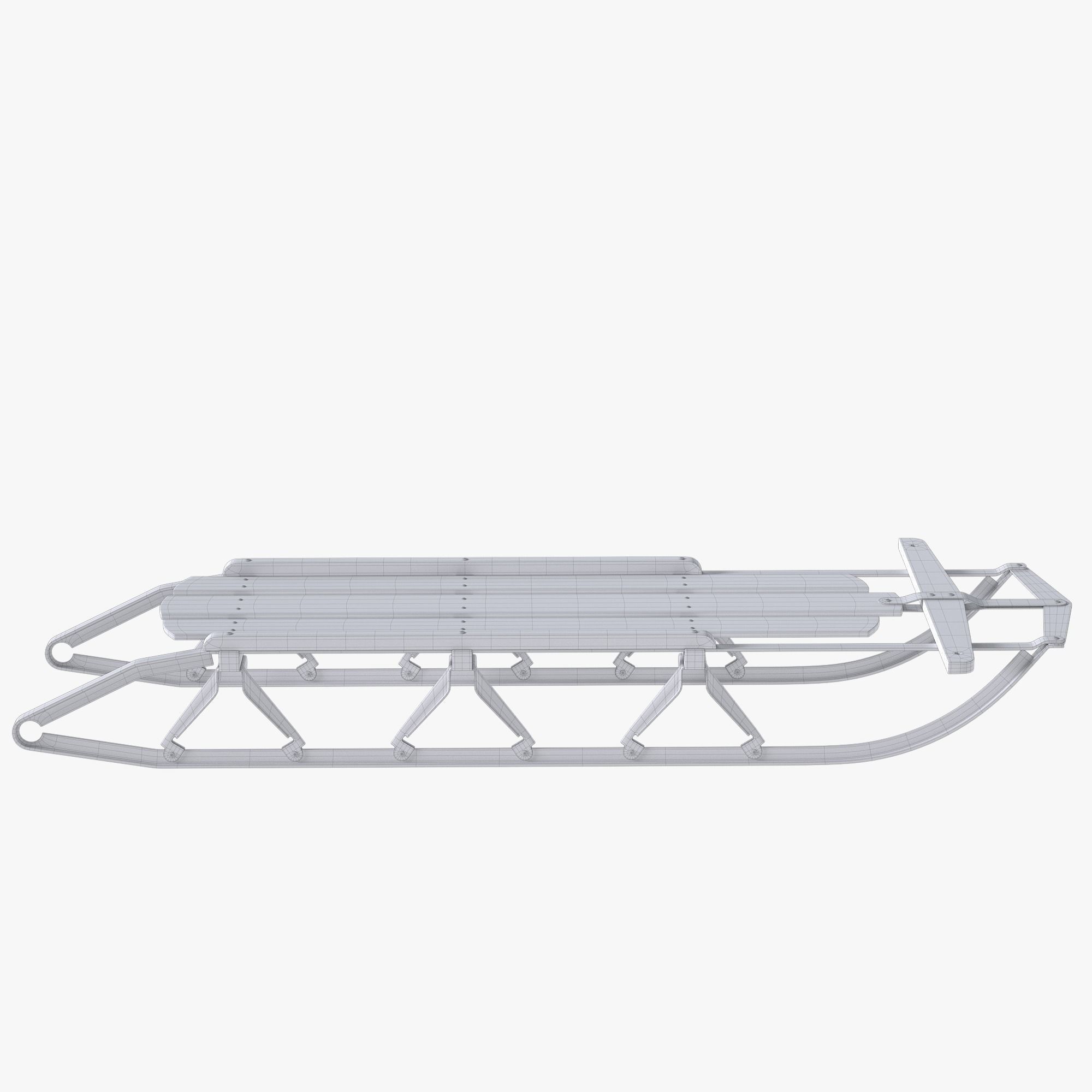 Wooden snow sled 3D model_11