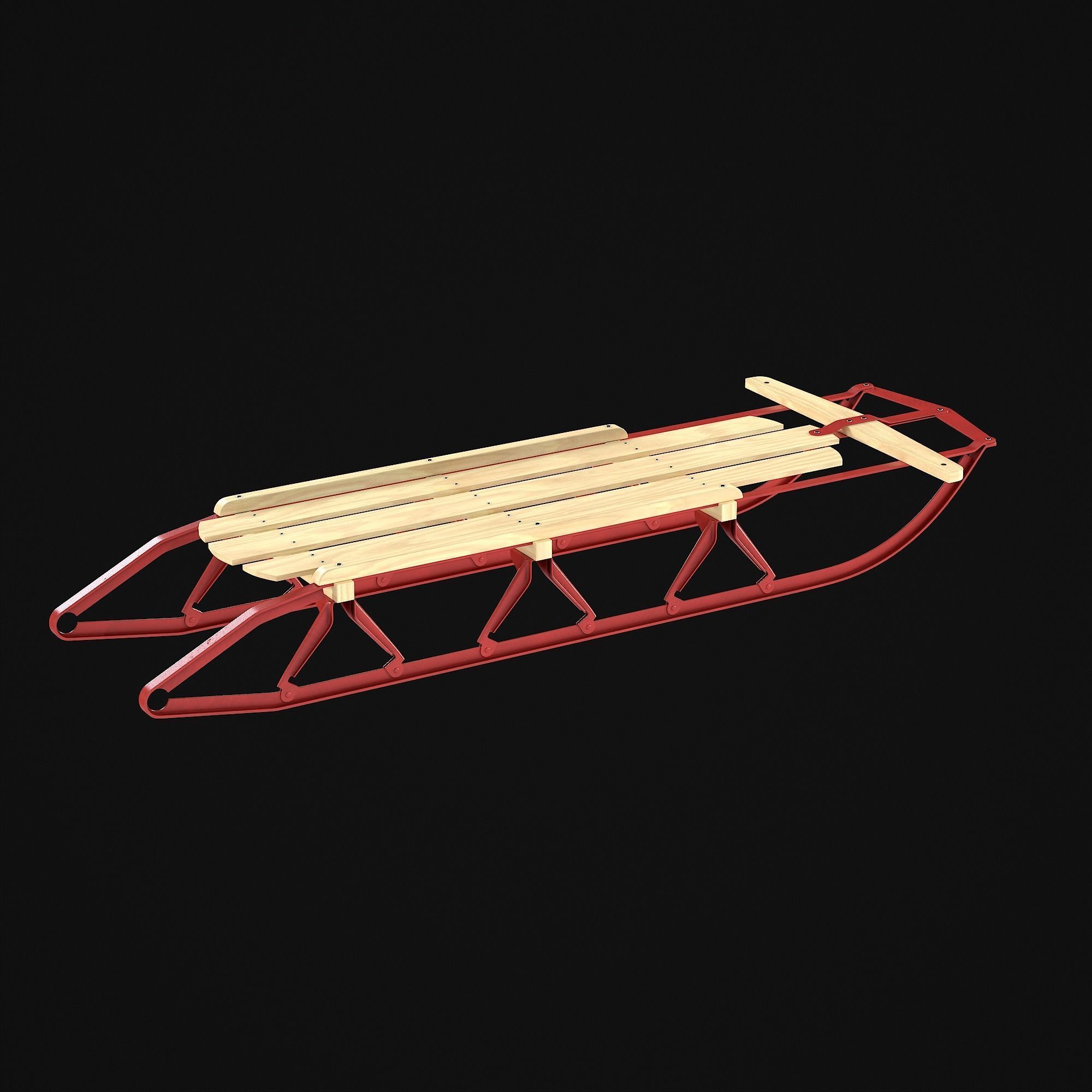 Wooden snow sled 3D model_25