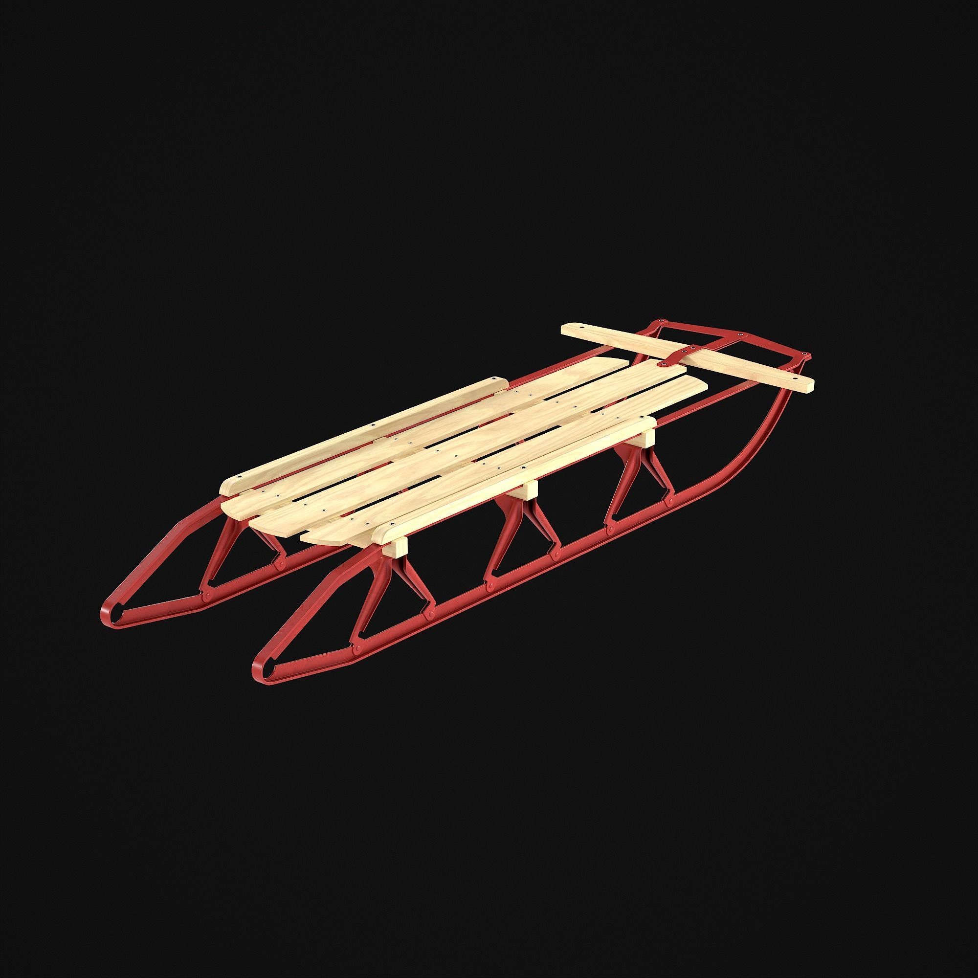 Wooden snow sled 3D model_27