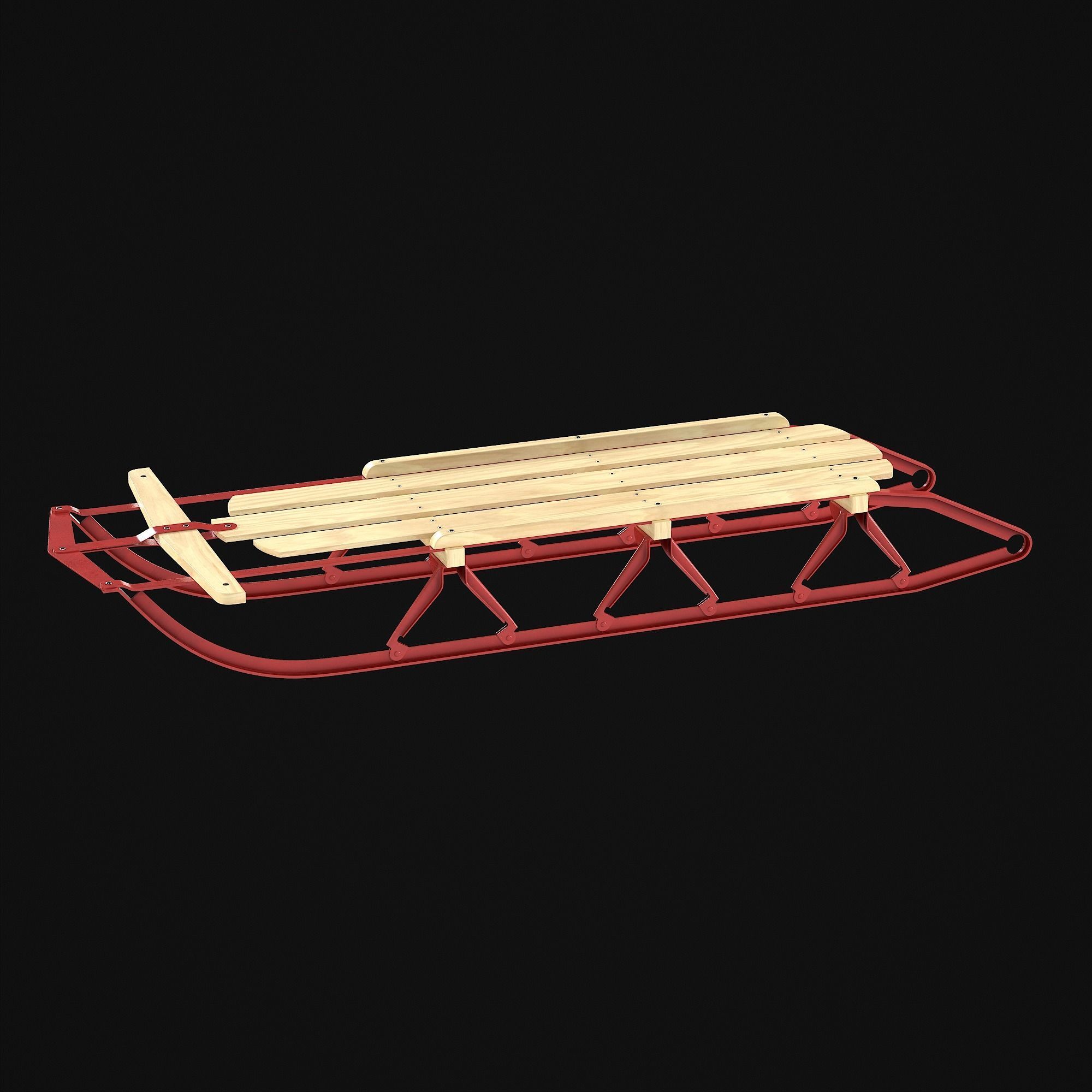 Wooden snow sled 3D model_42