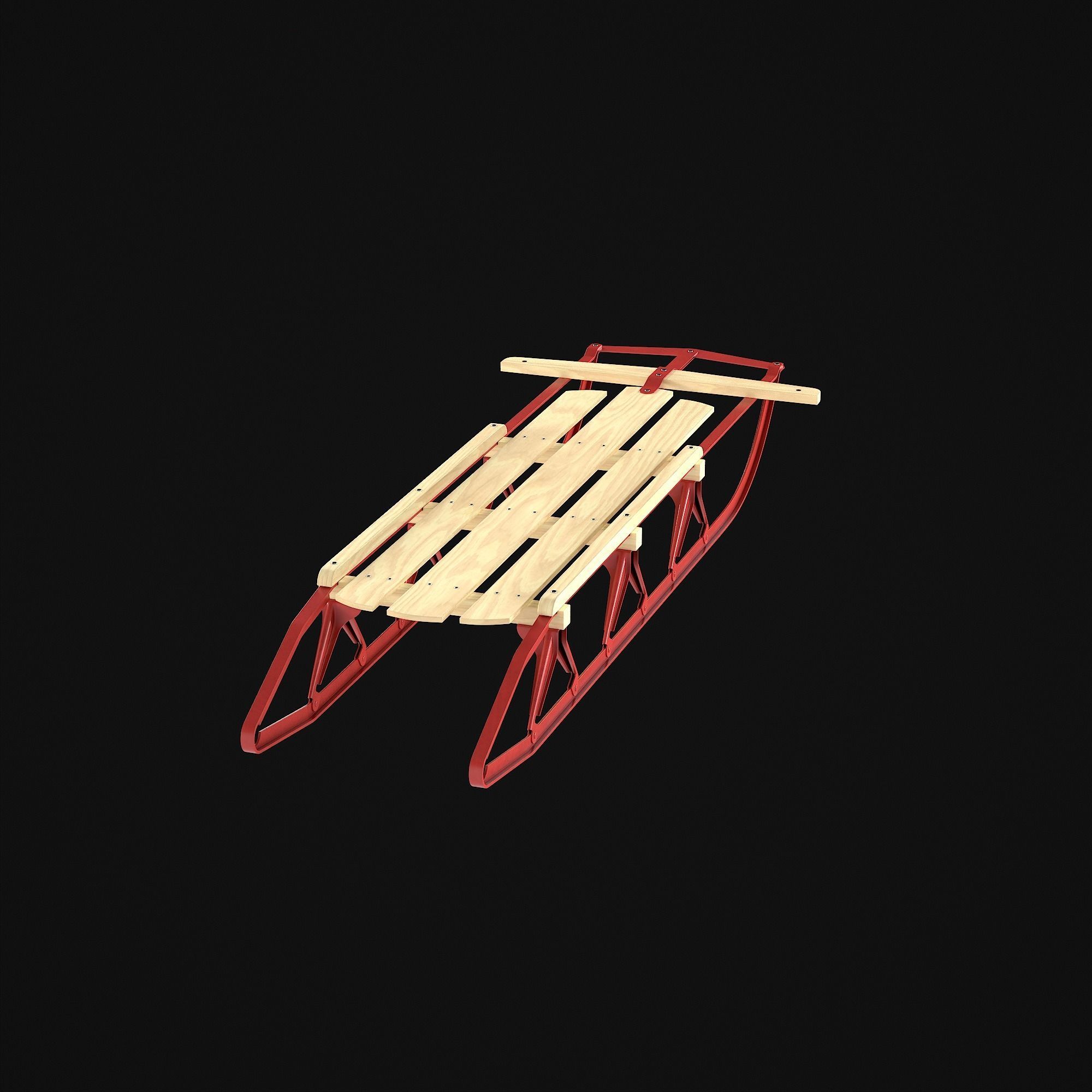Wooden snow sled 3D model_29