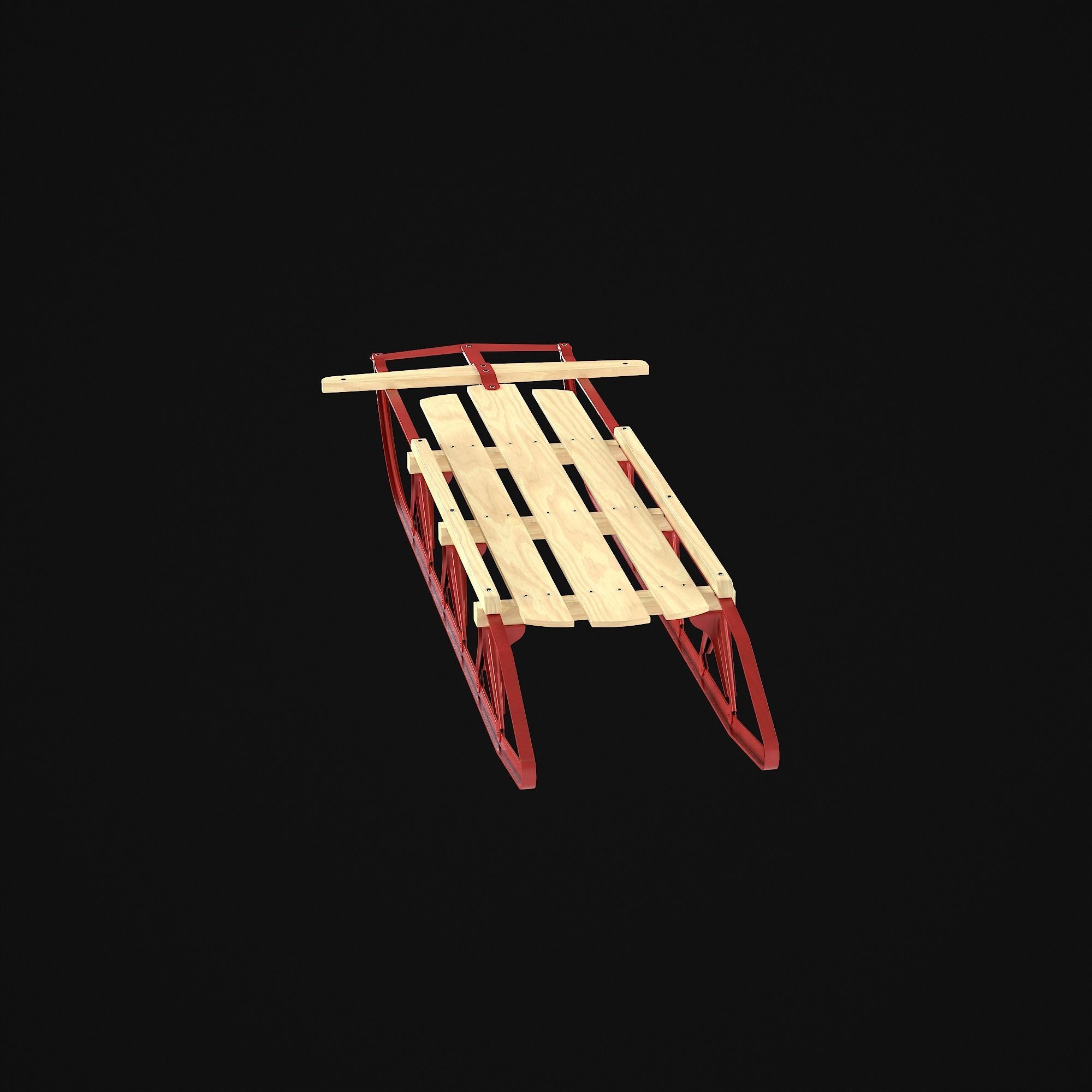 Wooden snow sled 3D model_32