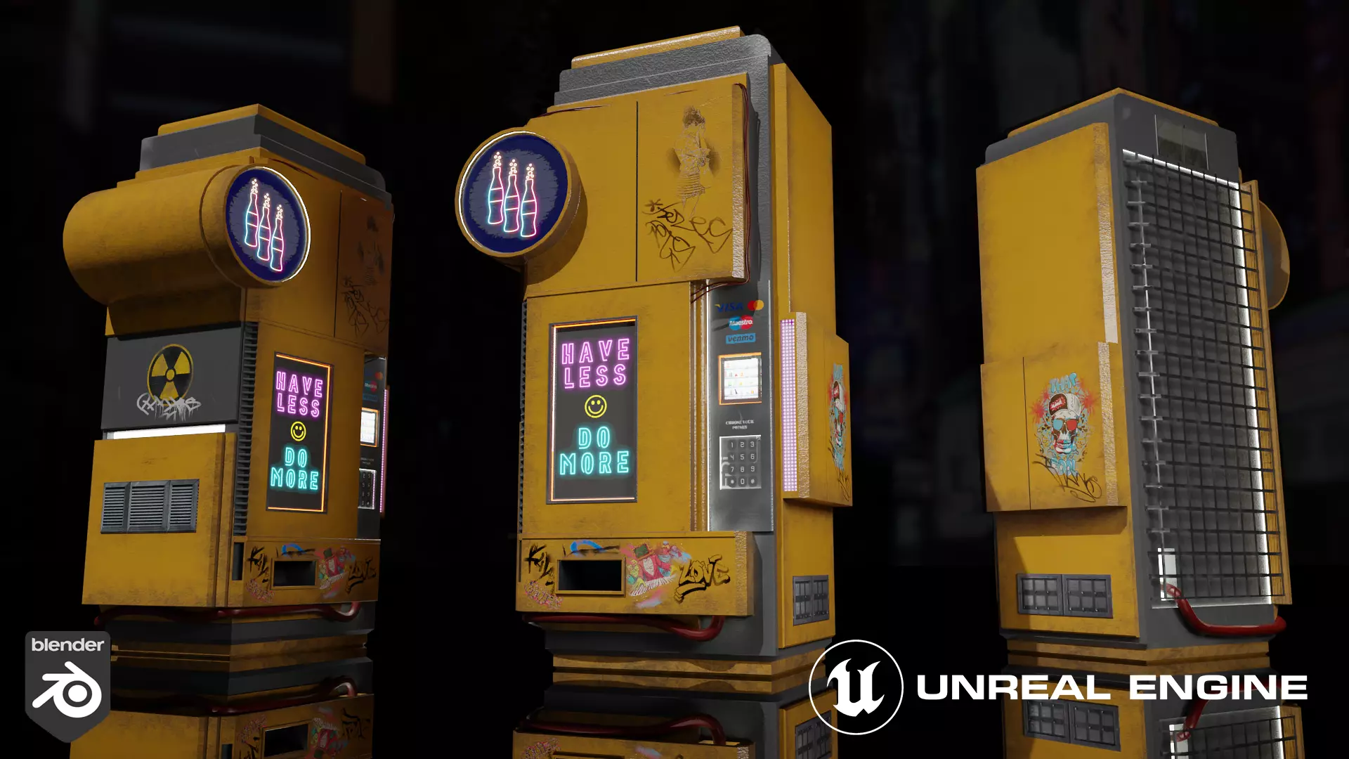 Cyberpunk Vending Machine Low-poly 3D model_0