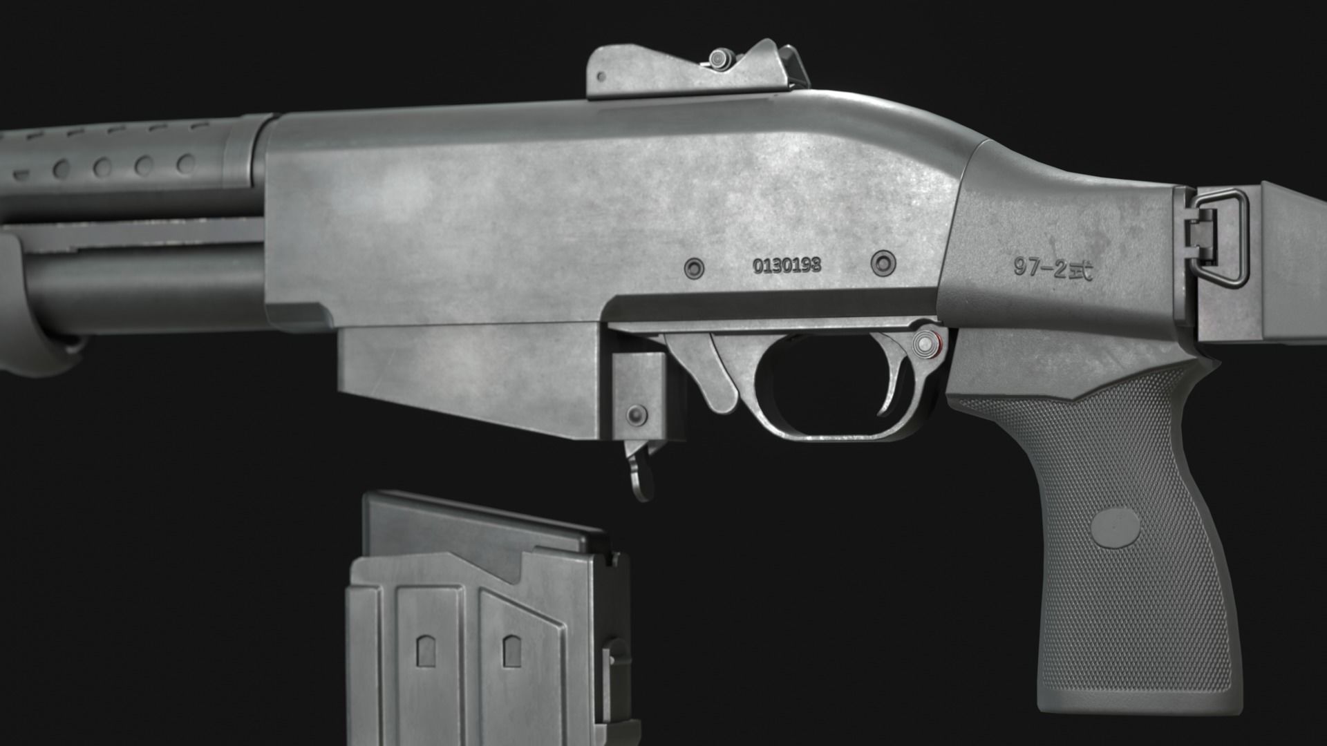 Hawk Type 97-2 Chinese Anti-Riot Shotgun - Game Asset Low-poly 3D model_9