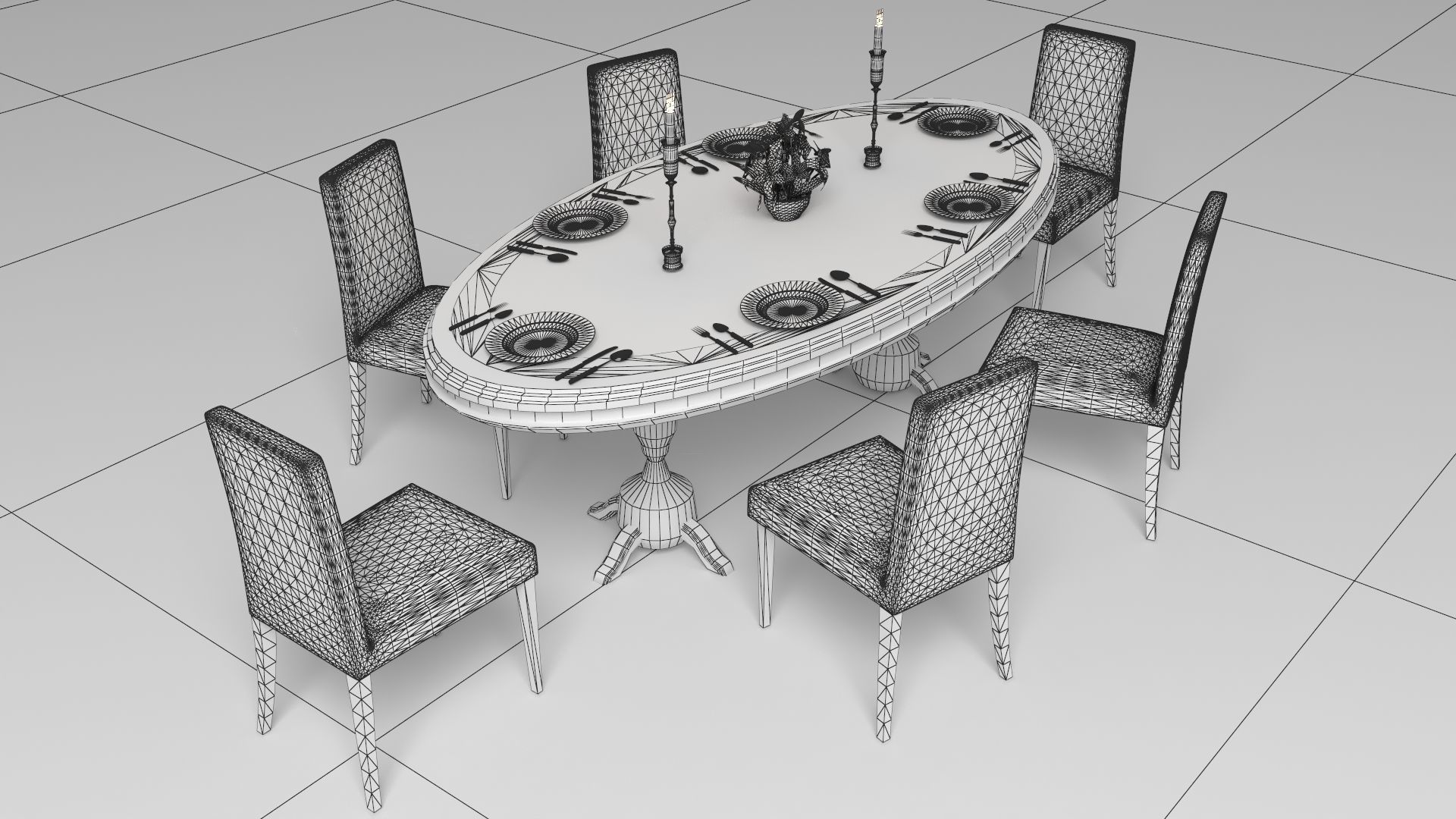 Dinner Table 3D model_9