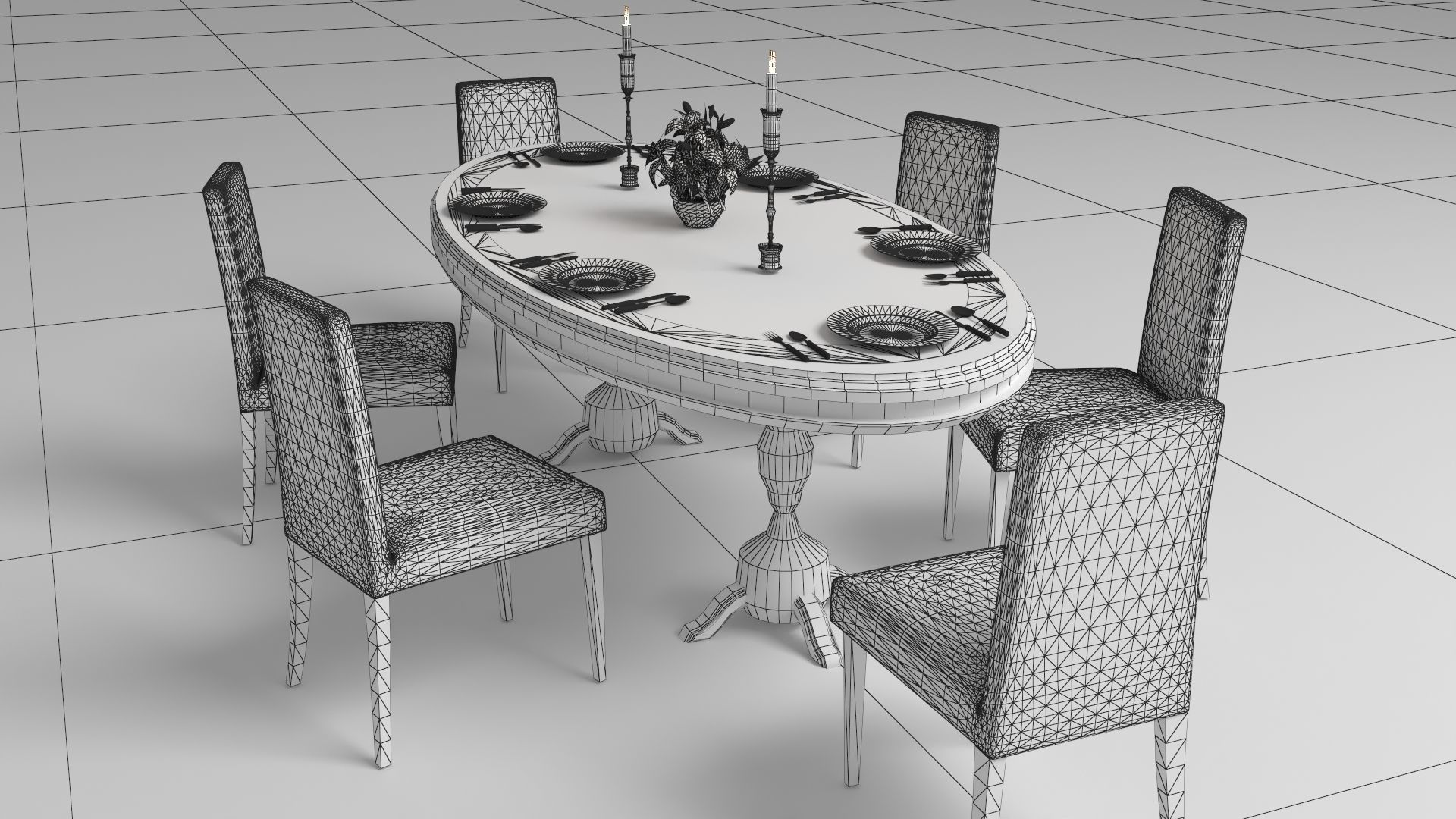 Dinner Table 3D model_13