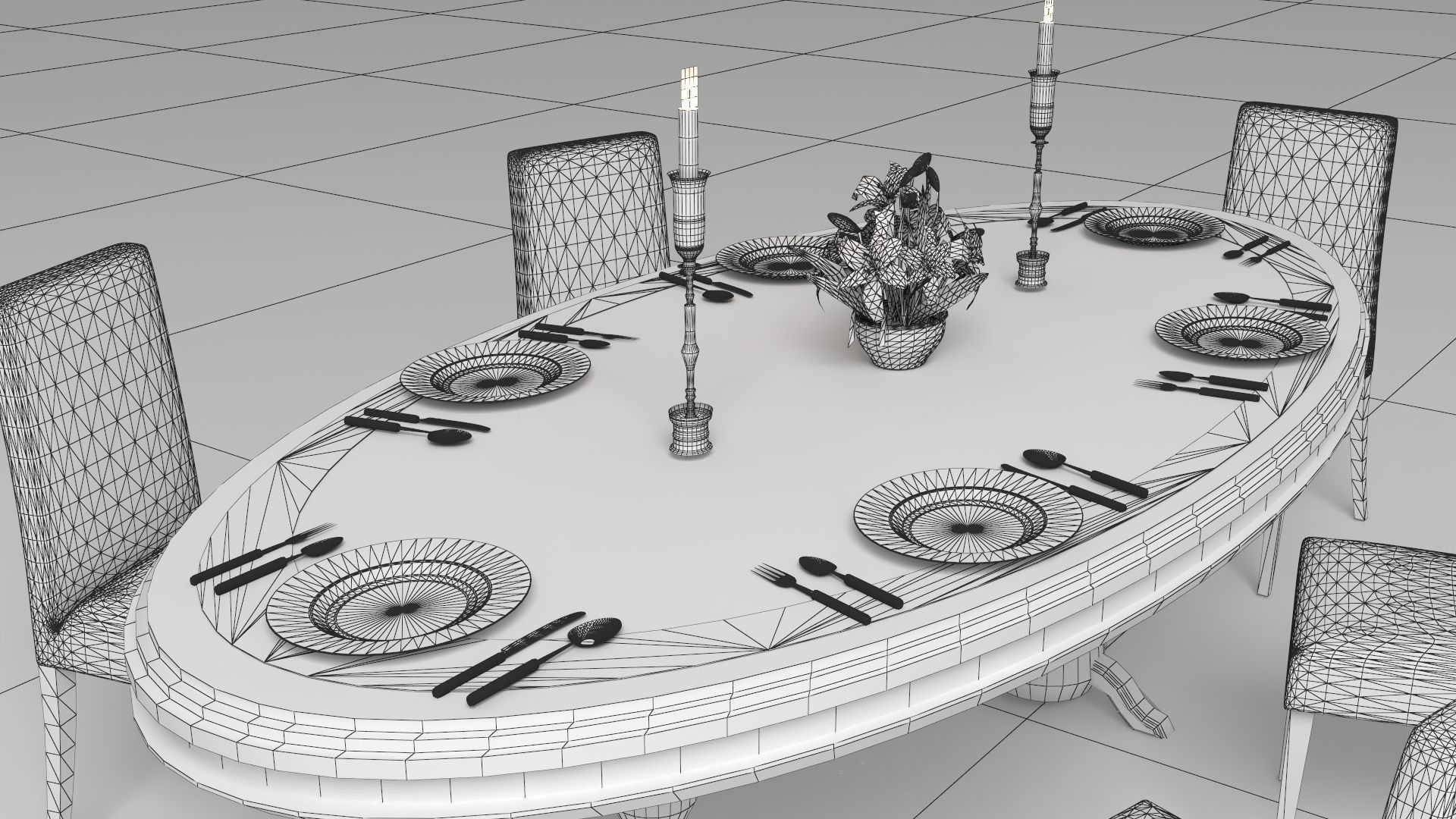 Dinner Table 3D model_11