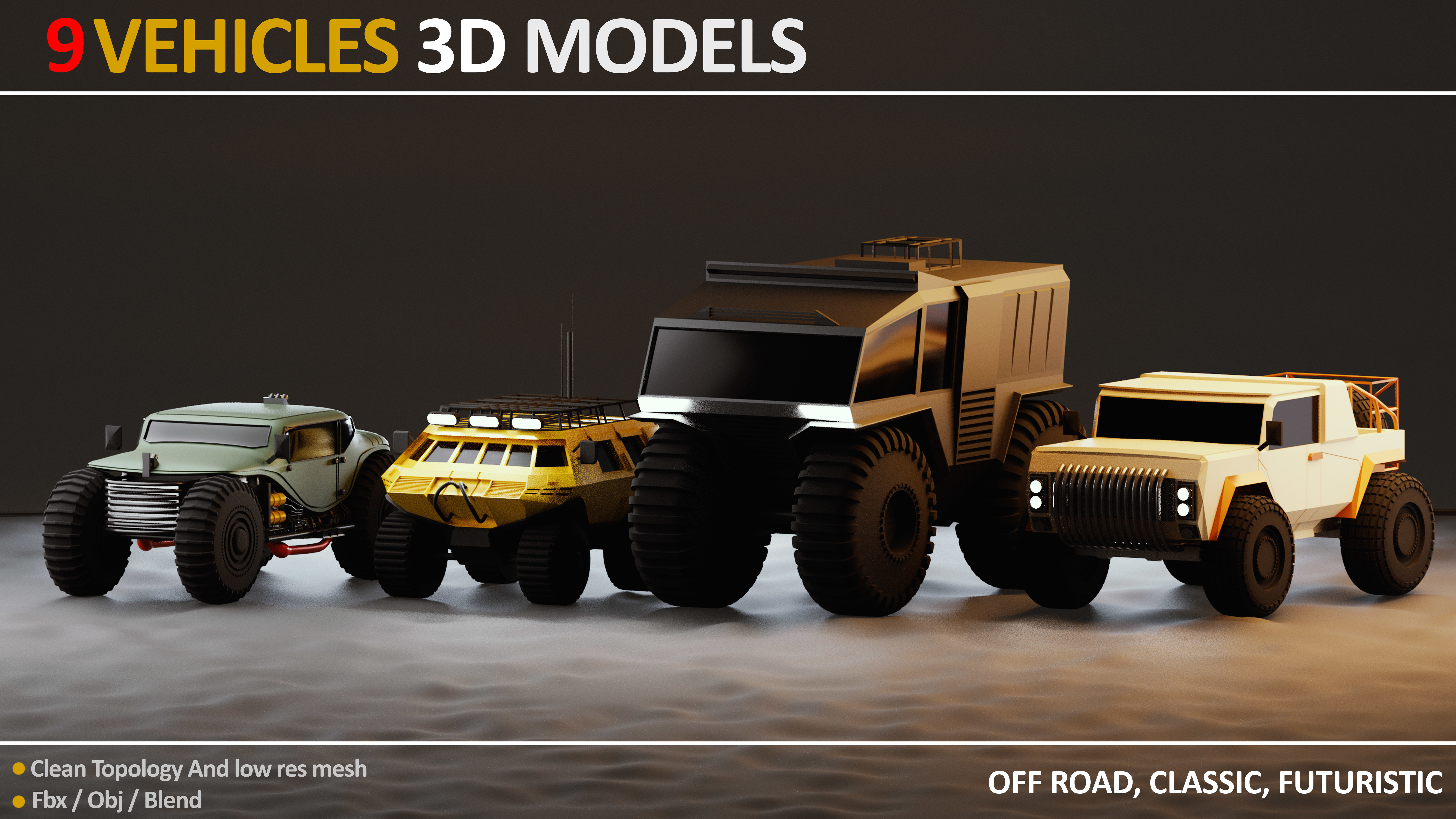 9 VEHICLES MODELS JEFF STUDIO Low-poly 3D model_4