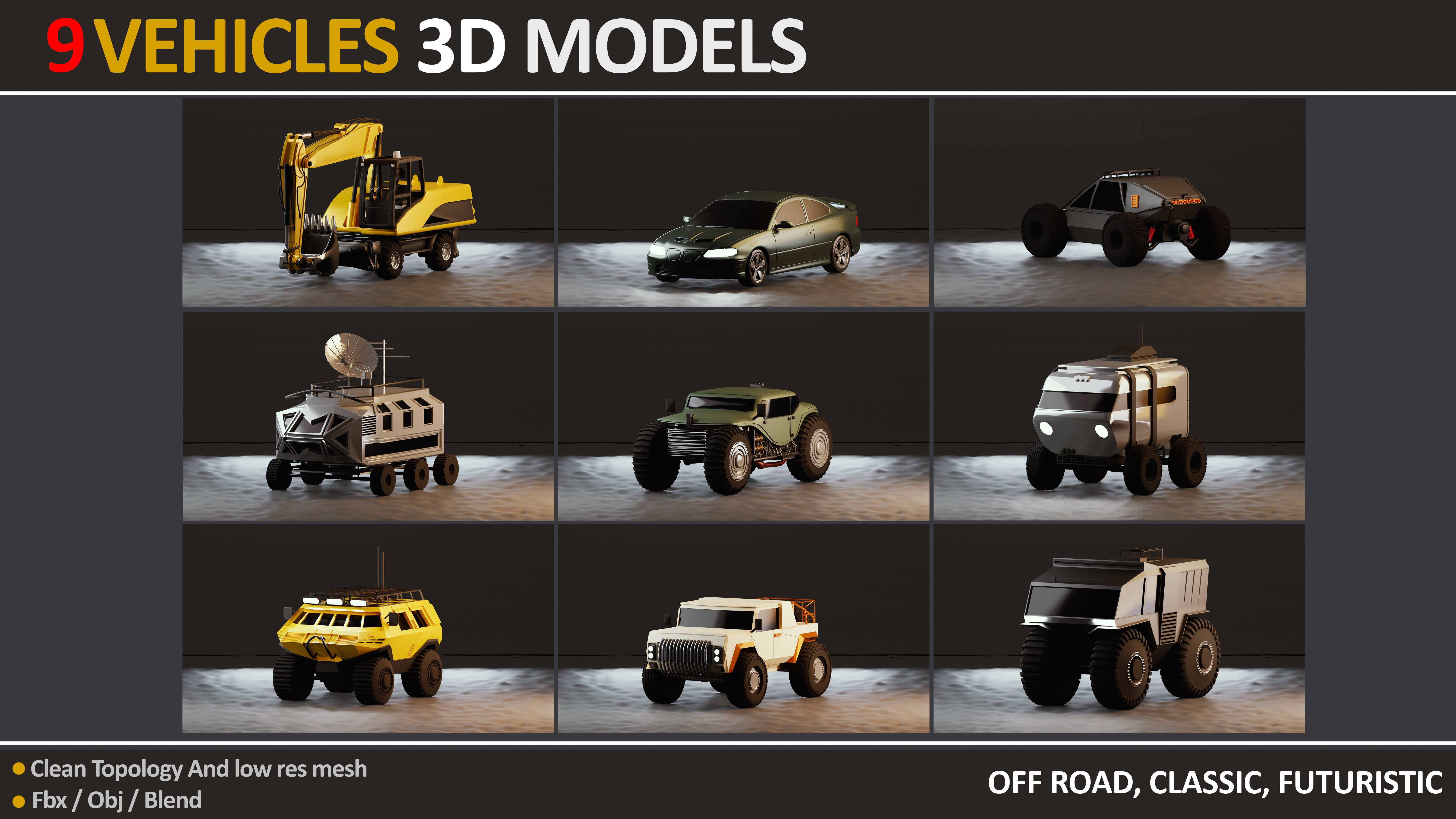 9 VEHICLES MODELS JEFF STUDIO Low-poly 3D model_3
