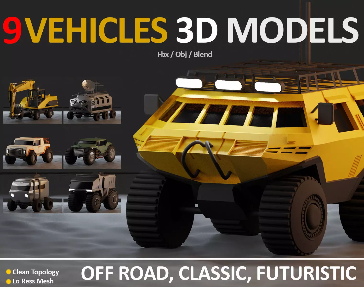 9 VEHICLES MODELS JEFF STUDIO Low-poly 3D model_0