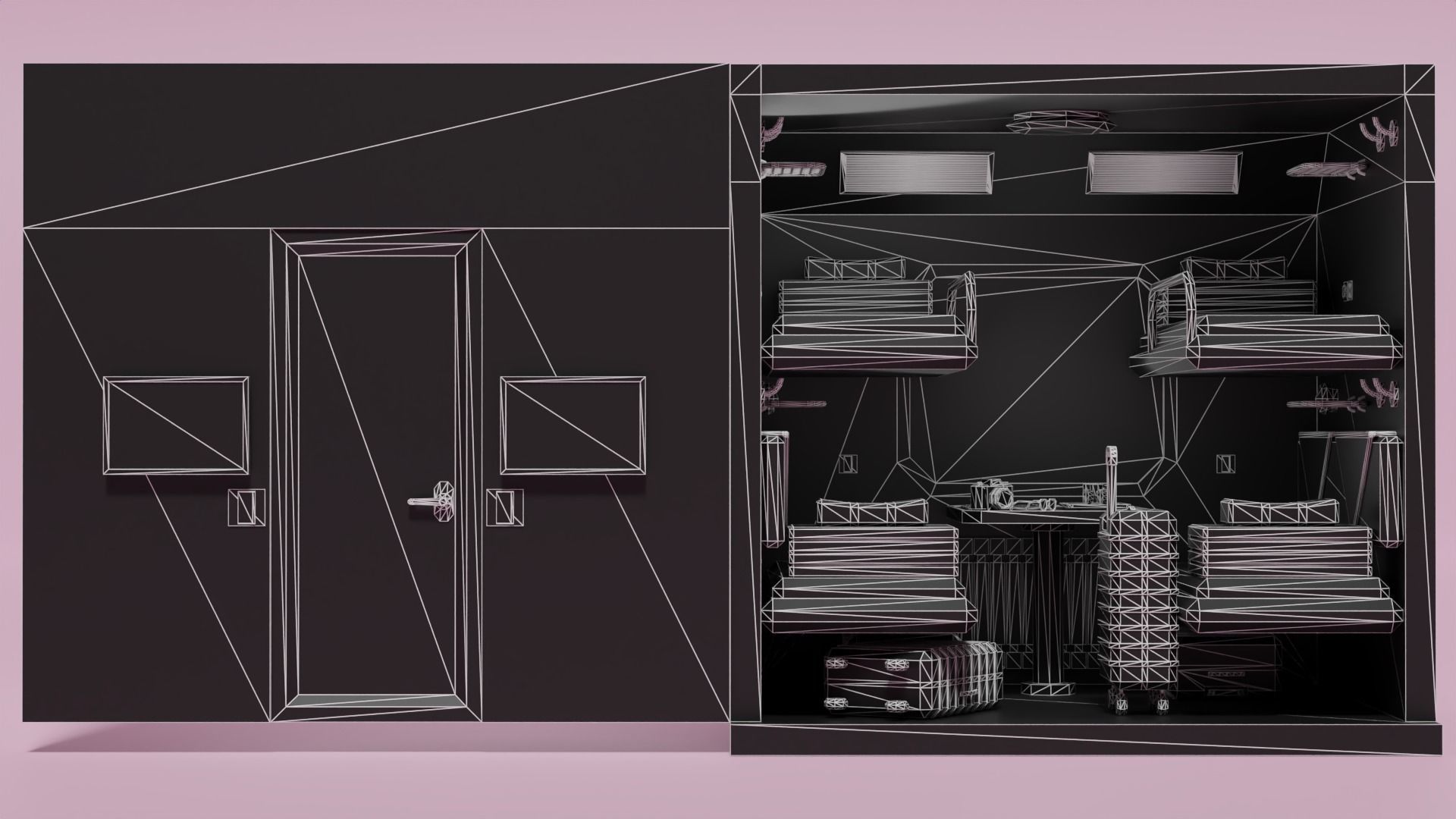 Lowpoly Sleeper Train Interior Low-poly 3D model_9