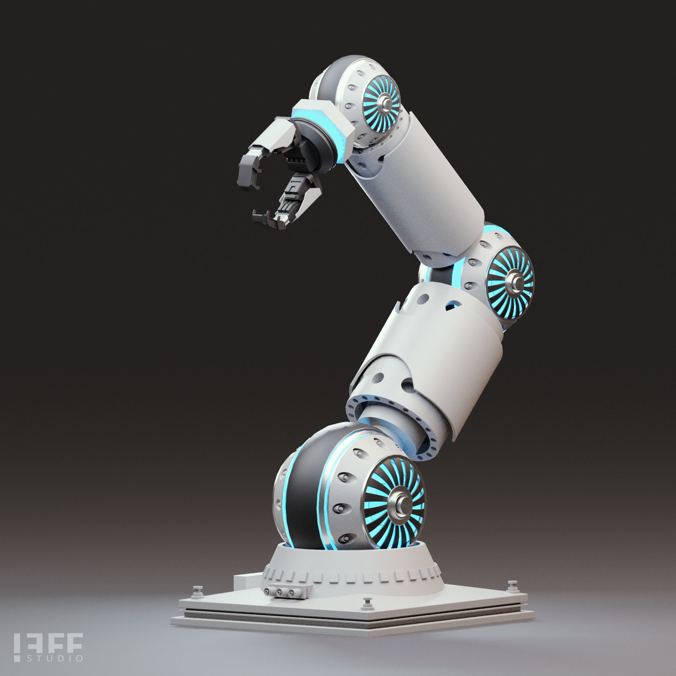 10 Industrial Robot Arm and 5 tools 3D model Low-poly 3D model_16