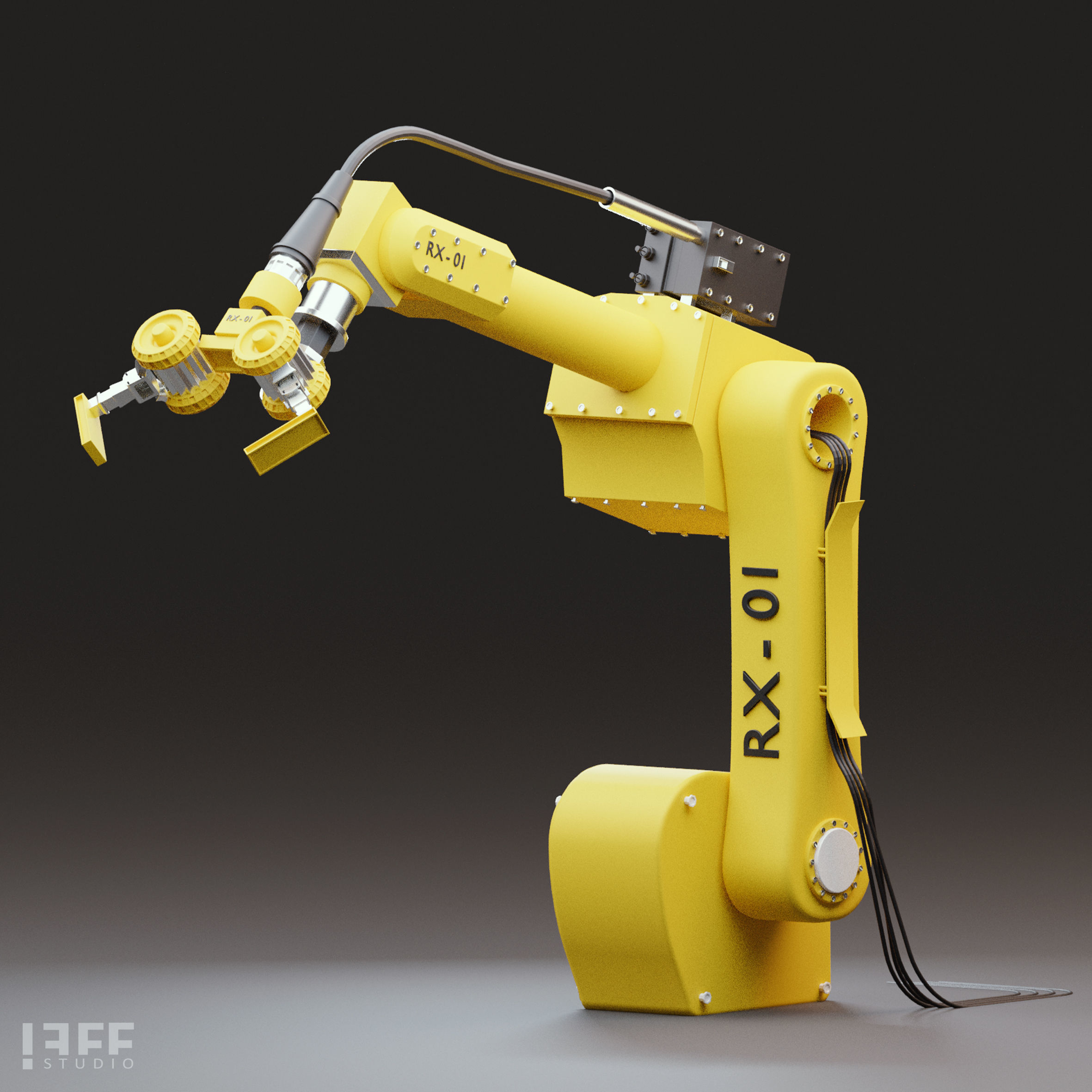 10 Industrial Robot Arm and 5 tools 3D model Low-poly 3D model_14