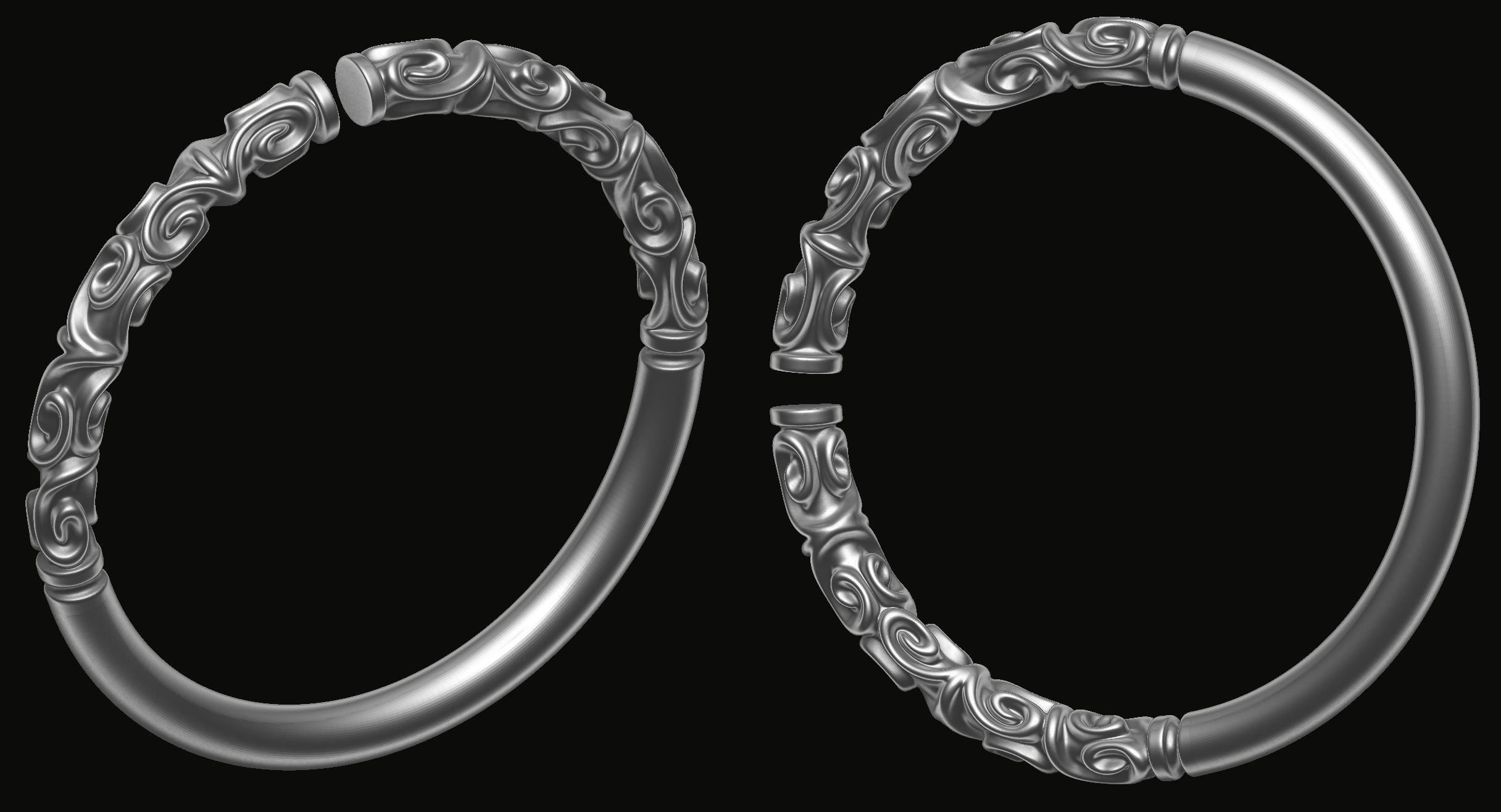 Patterned bangle 2 3D print model_4