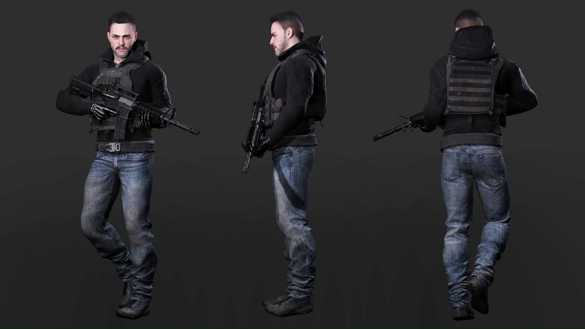 Spectral Infiltrator - Kiven s steath Ensemble In Nightfall Blue Low-poly 3D model_4