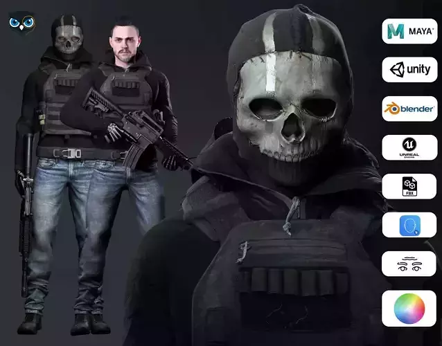 Spectral Infiltrator - Kiven s steath Ensemble In Nightfall Blue Low-poly 3D model
