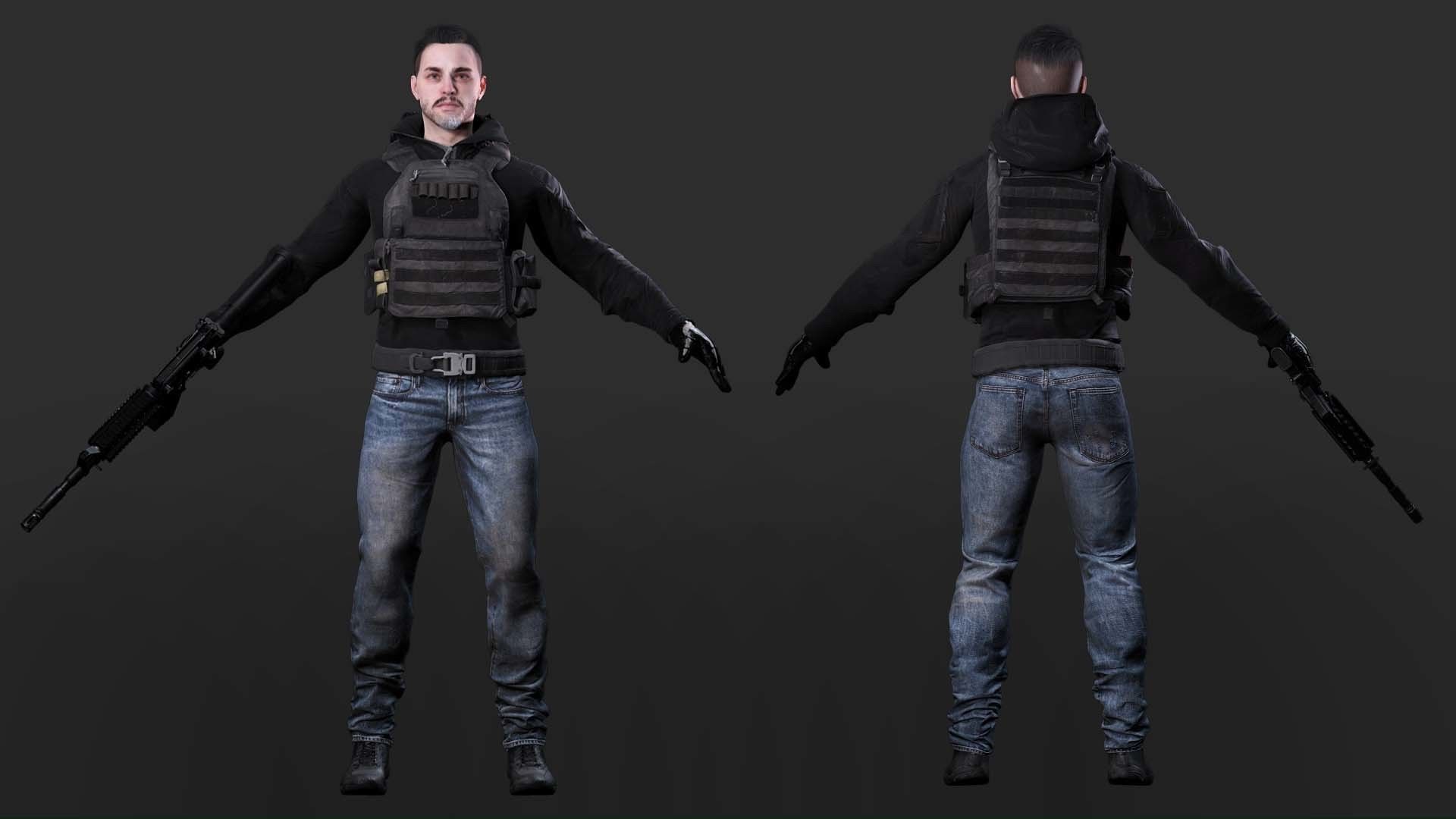 Spectral Infiltrator - Kiven s steath Ensemble In Nightfall Blue Low-poly 3D model_2