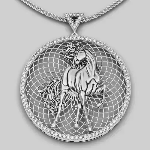 Horse pendant silver gold jewelry printable 3D model 