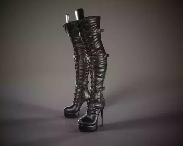Overknee Platform Stiletto Boots Low-poly 3D model