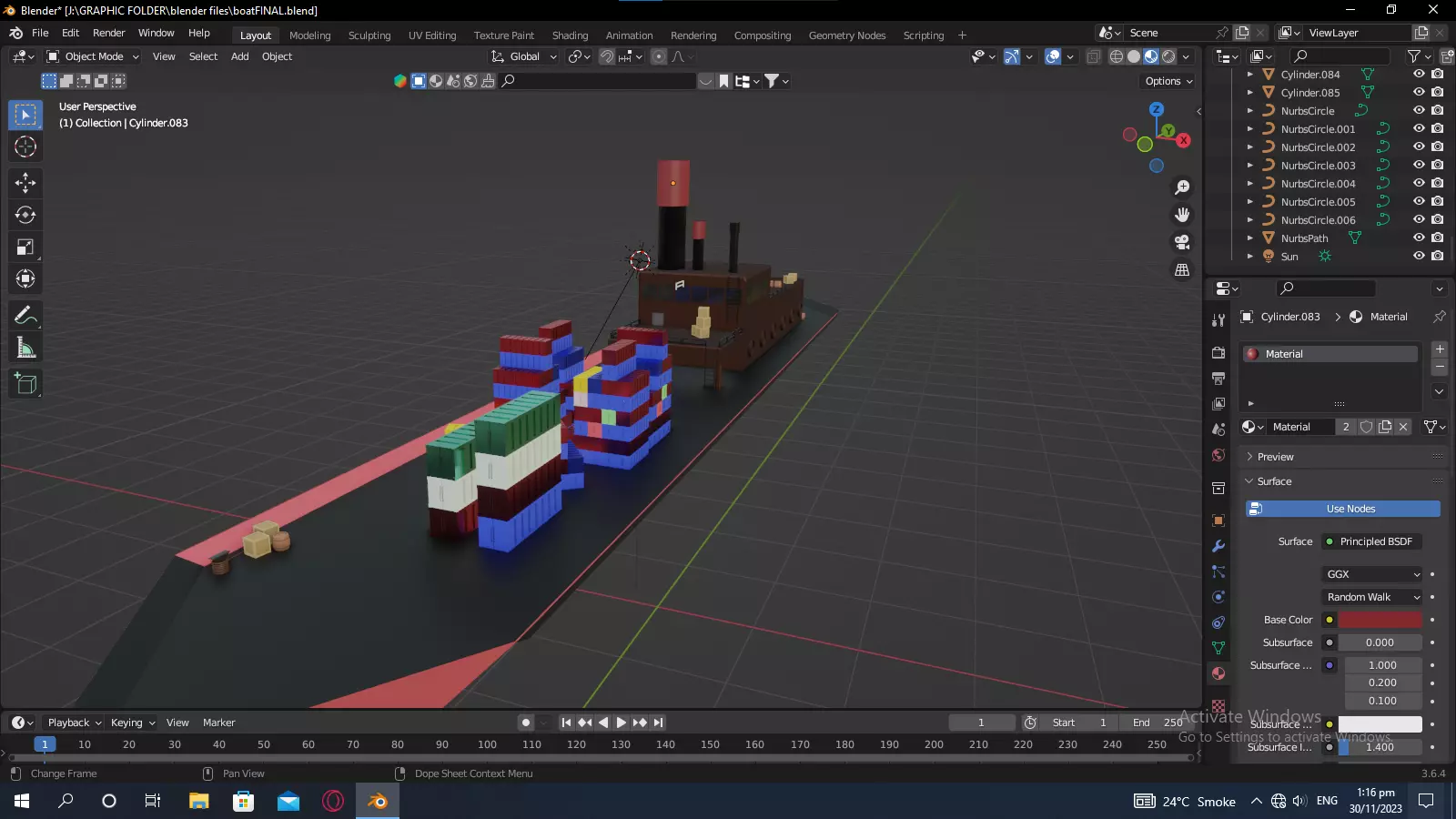 LOWPOLY CARGOSHIP Free 3D model_0