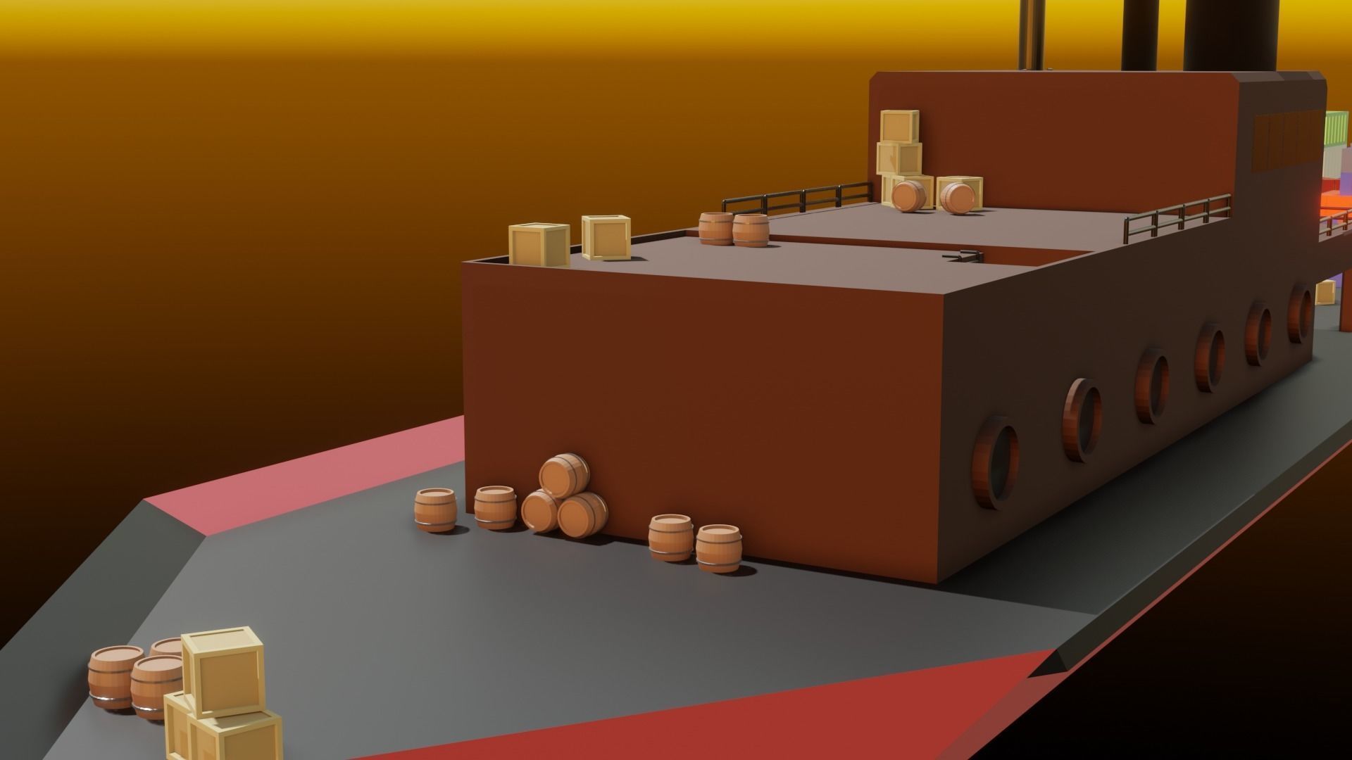 LOWPOLY CARGOSHIP Free 3D model_4