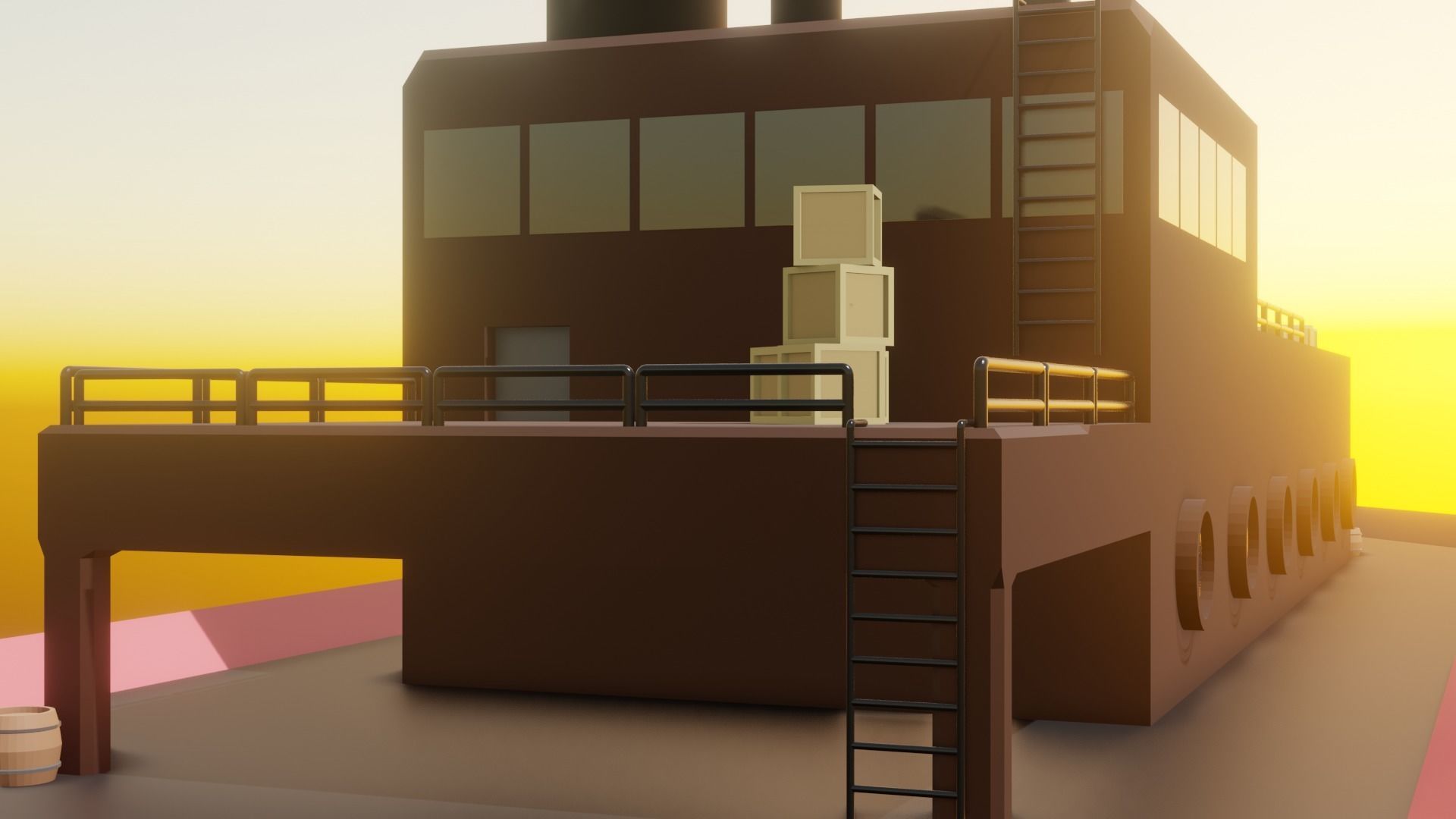 LOWPOLY CARGOSHIP Free 3D model_5