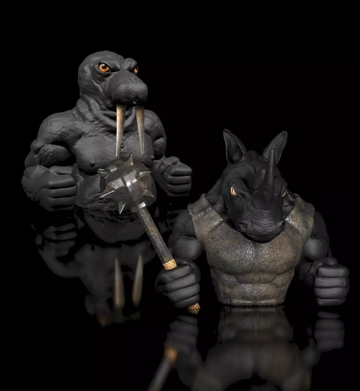 2-Pack -  30 Percent Discount Bust Walrus and Rhinozerus-Dozer  3D print model_0