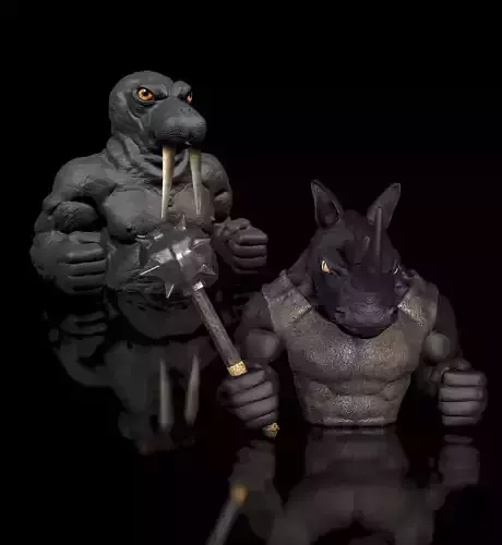 2-Pack -  30 Percent Discount Bust Walrus and Rhinozerus-Dozer  3D print model