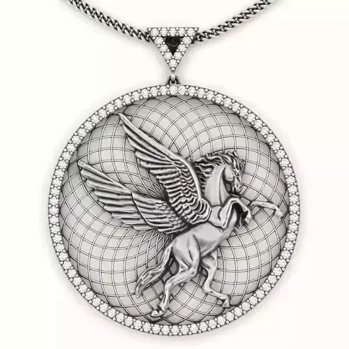 Pegasus pendant silver gold jewelry printable 3D model 