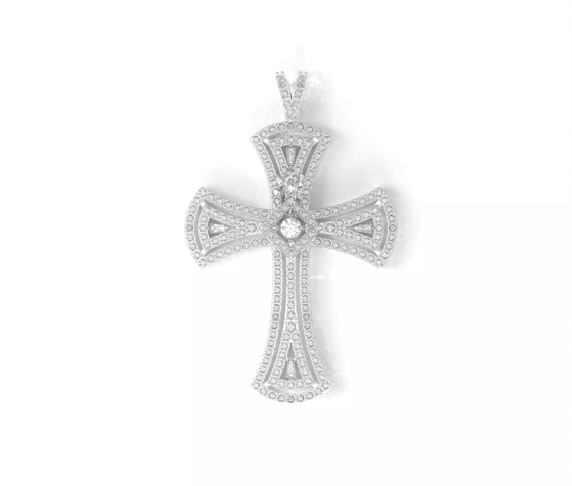 Diamond Cross Pendant Luxury Jewelry Necklace 3D print model