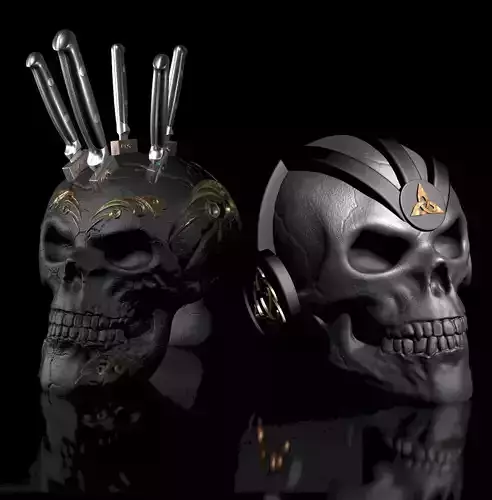 2-Pack- 30 Percent- Skulls Knife Block -Skull Celtic-Headphone