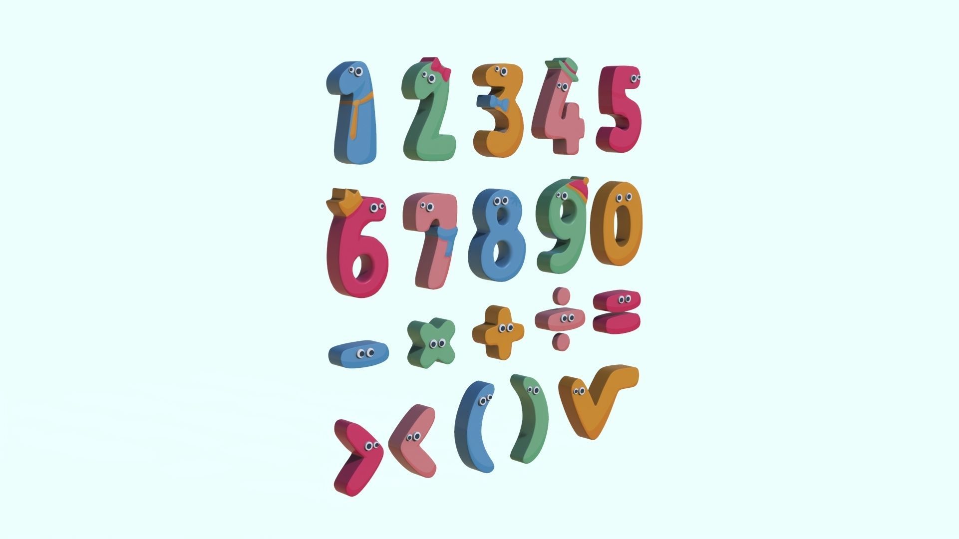 Cartoon Number v001 Low-poly 3D model_3