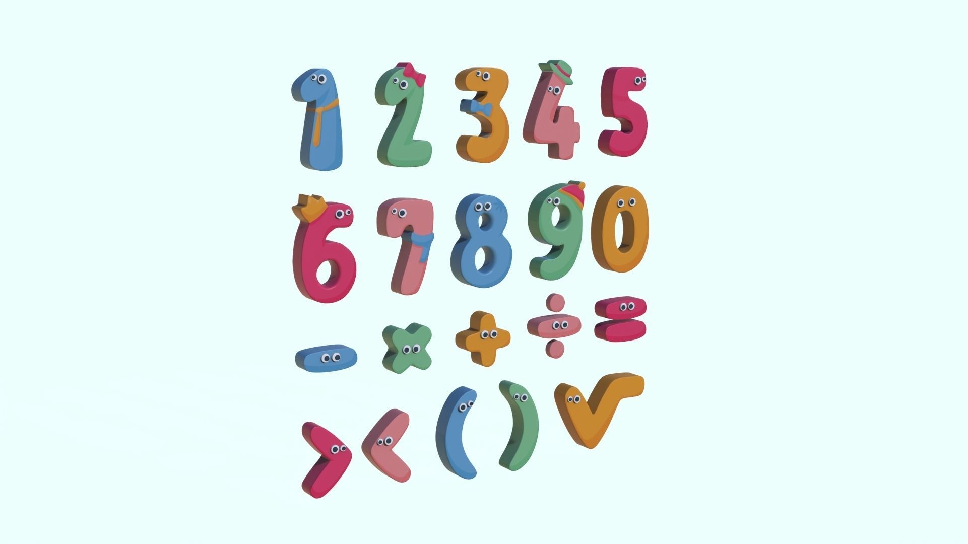 Cartoon Number v001 Low-poly 3D model_2