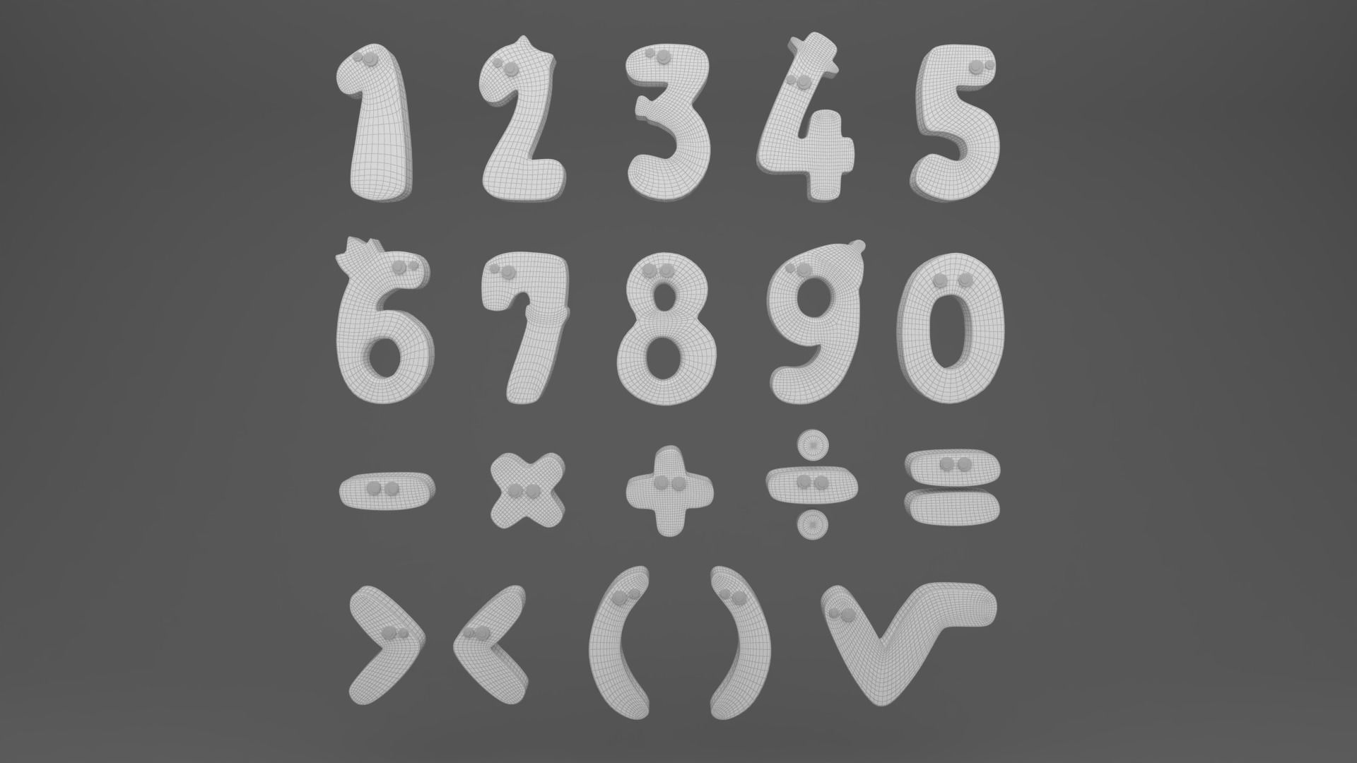 Cartoon Number v001 Low-poly 3D model_11