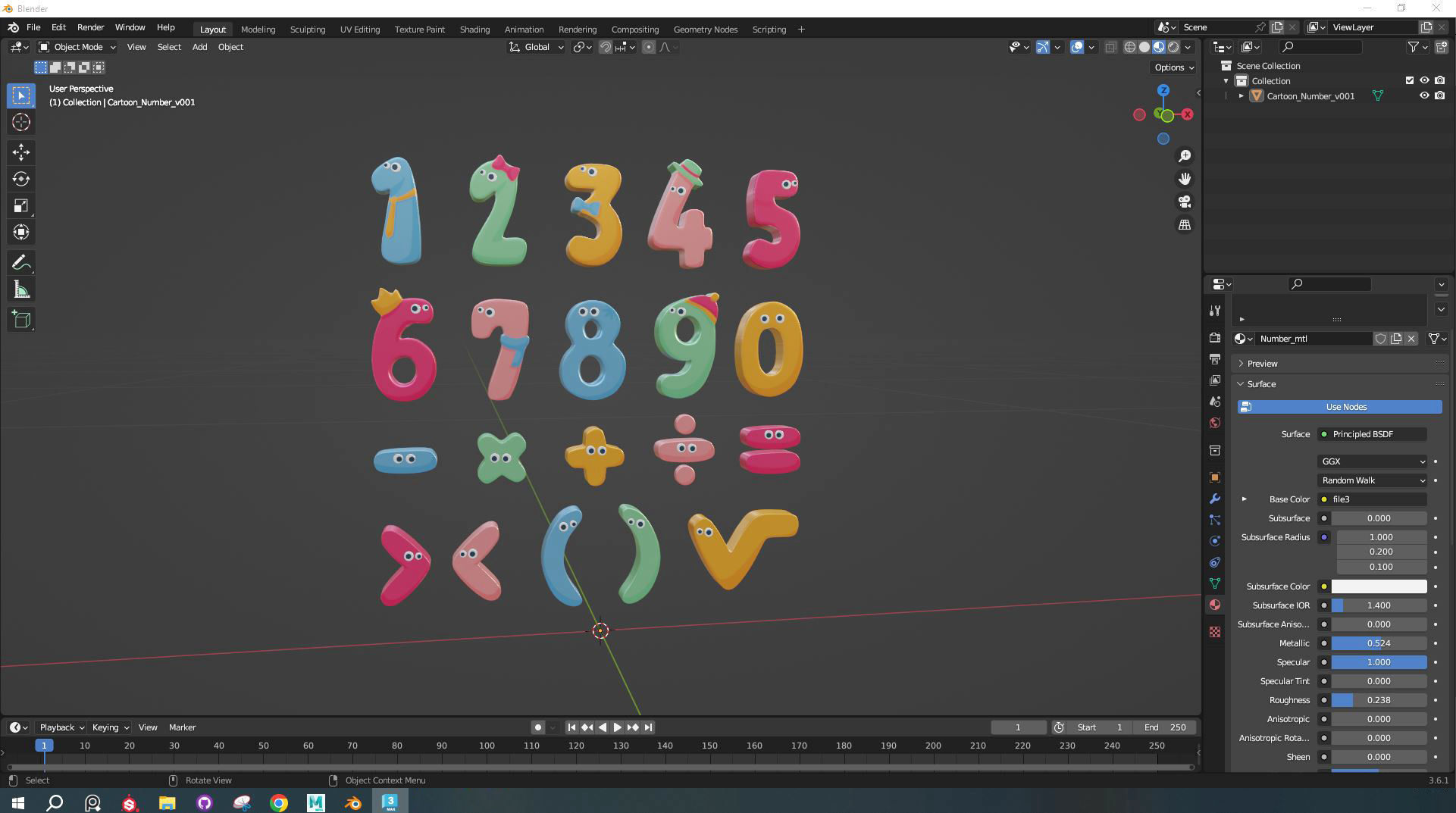 Cartoon Number v001 Low-poly 3D model_4