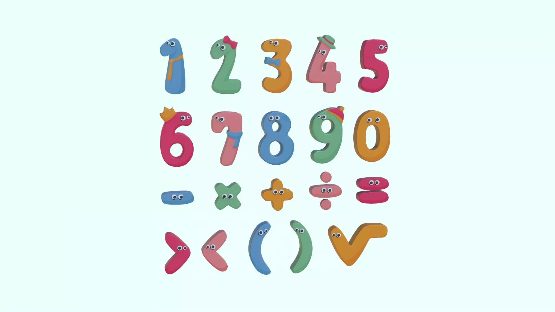 Cartoon Number v001 Low-poly 3D model_0