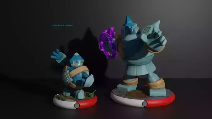 Golett and Golurk pokemon 3D print model 3D print model
