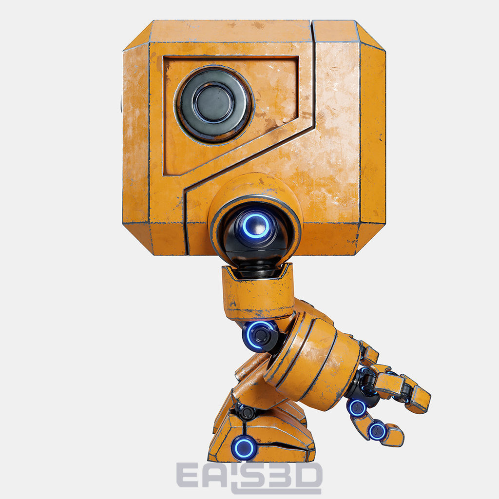 Cute Space Robot Rigged G-26 Yellow 3D model_18
