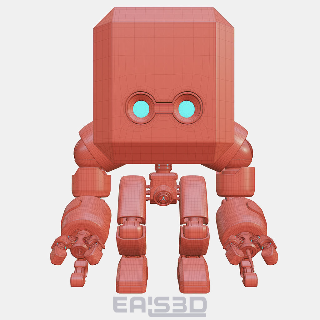 Cute Space Robot Rigged G-26 Yellow 3D model_20
