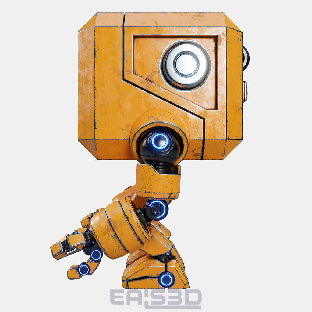 Cute Space Robot Rigged G-26 Yellow 3D model_14
