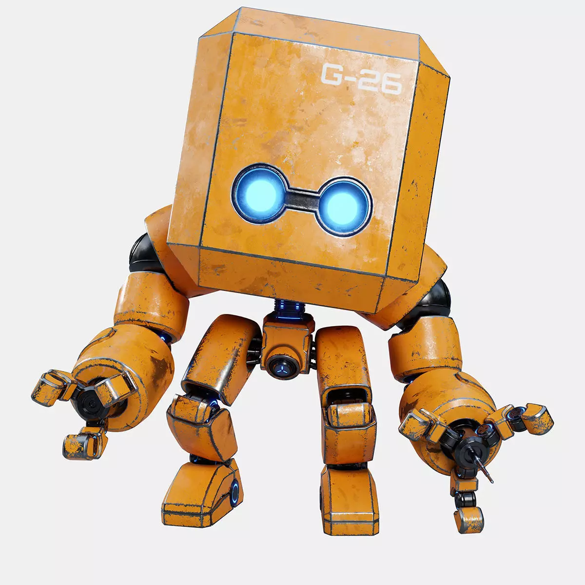 Cute Space Robot Rigged G-26 Yellow 3D model_0