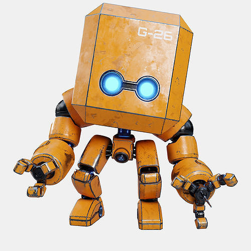 Cute Space Robot Rigged G-26 Yellow 3D model