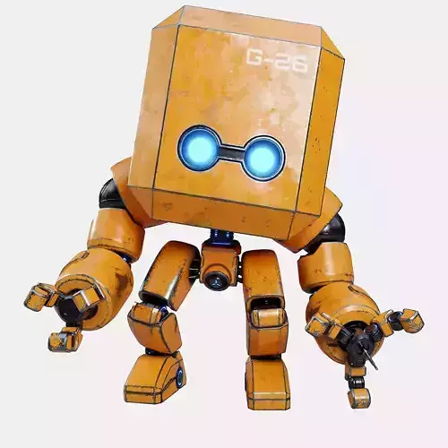 Cute Space Robot Rigged G-26 Yellow 3D model